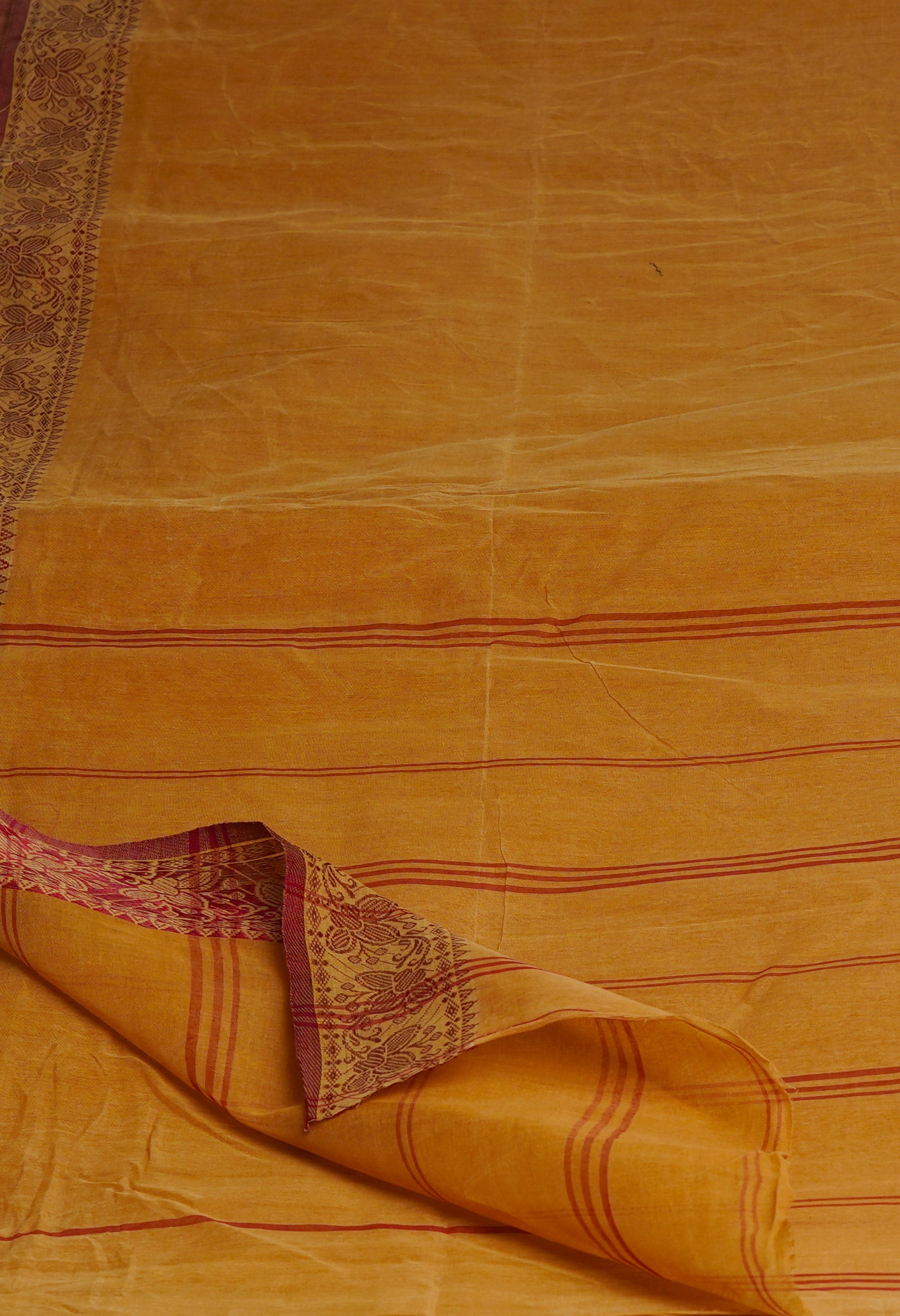 British Tan Brown Pure Handloom Superfine Bengal Cotton Saree-UNM69679
