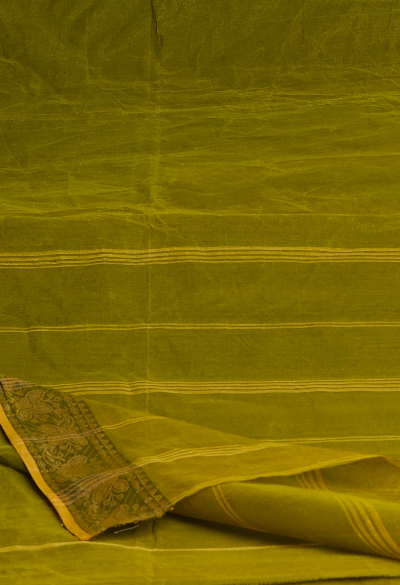 Olive Green Pure Handloom Superfine Bengal Cotton Saree-UNM69685