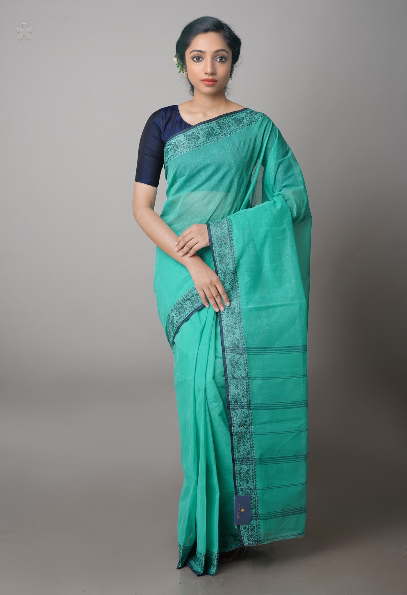 Sea Green Pure Handloom Superfine Bengal Cotton Saree-UNM69686