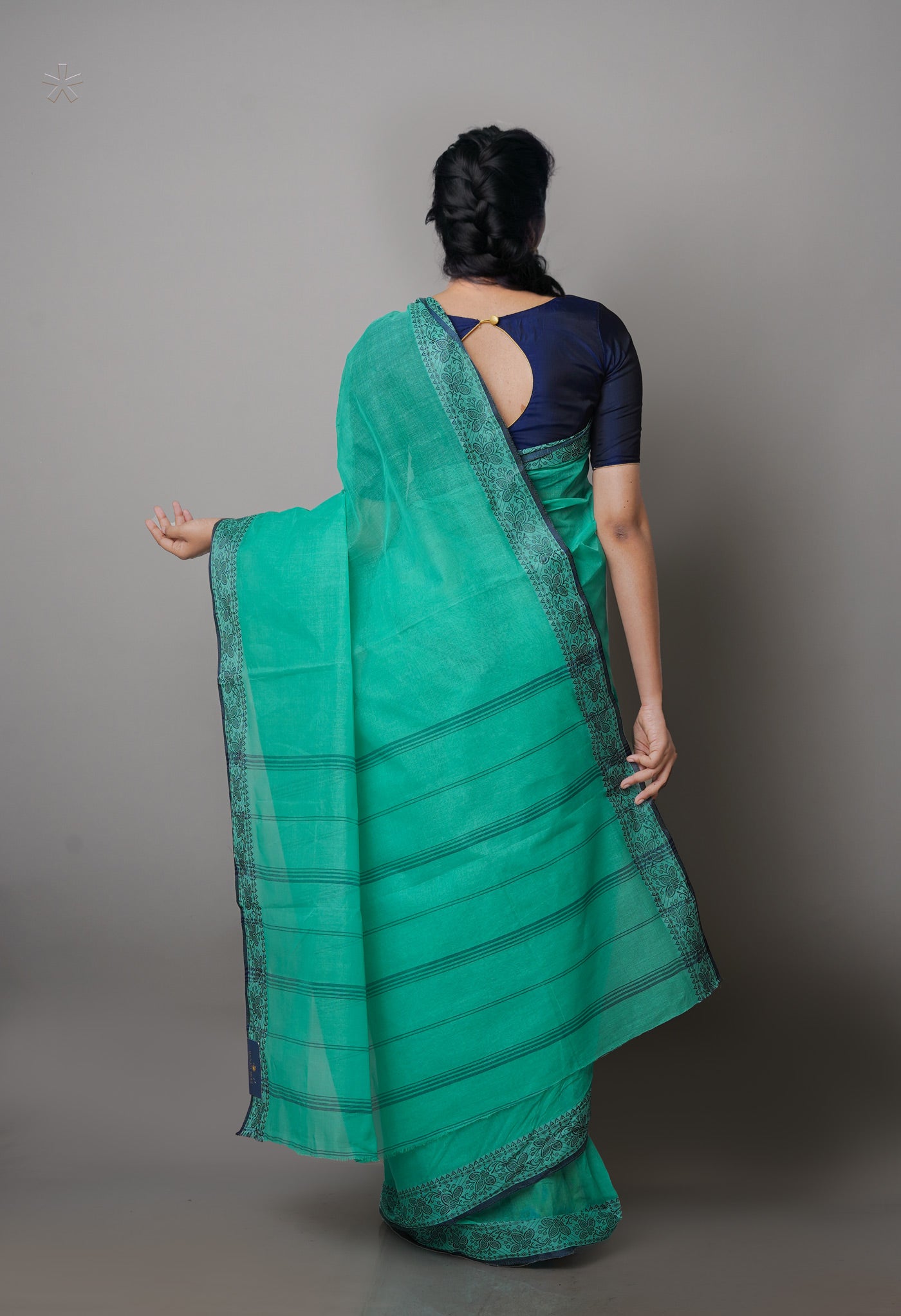Sea Green Pure Handloom Superfine Bengal Cotton Saree-UNM69686