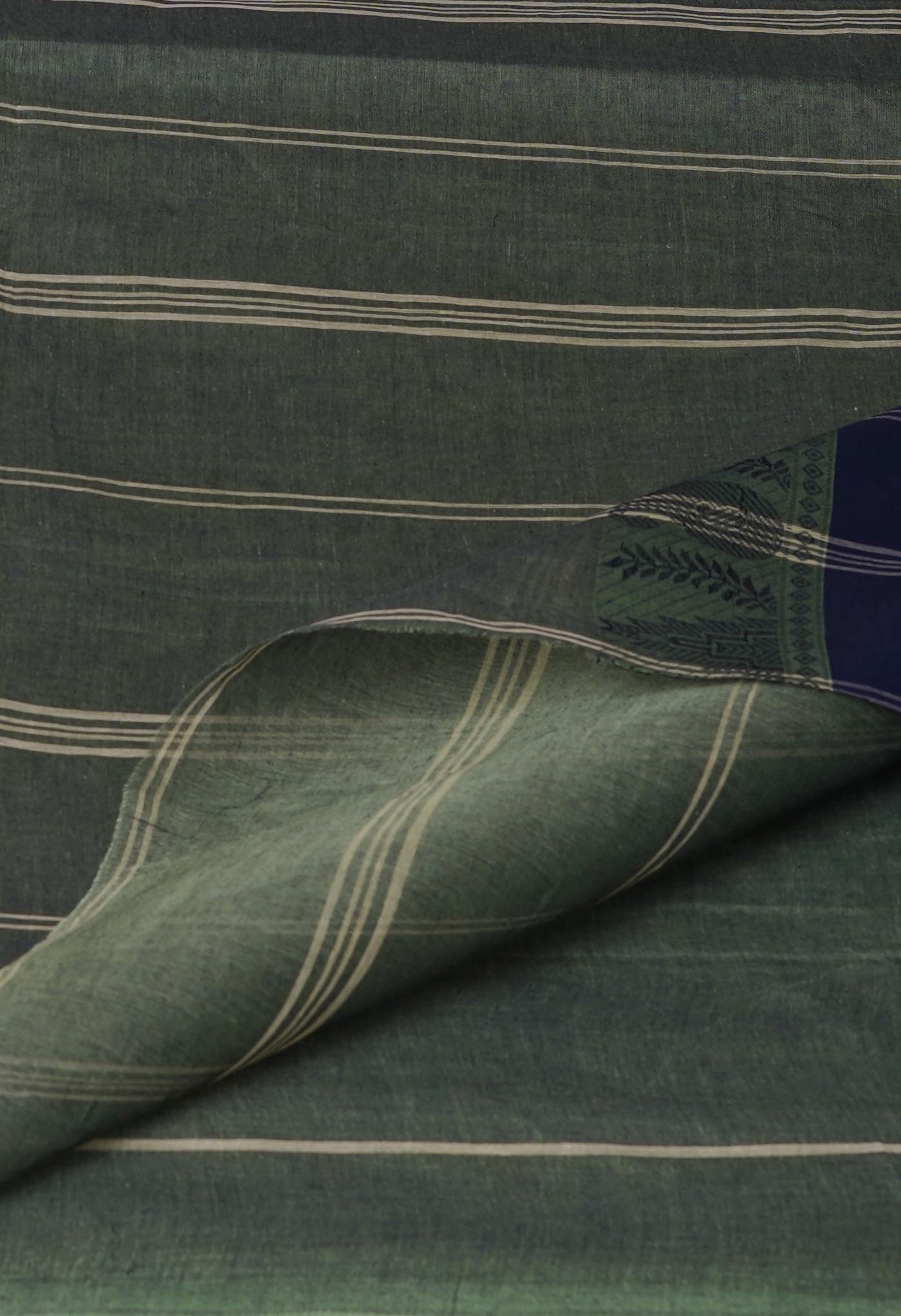 Green Pure Handloom Superfine Bengal Cotton Saree-UNM69715