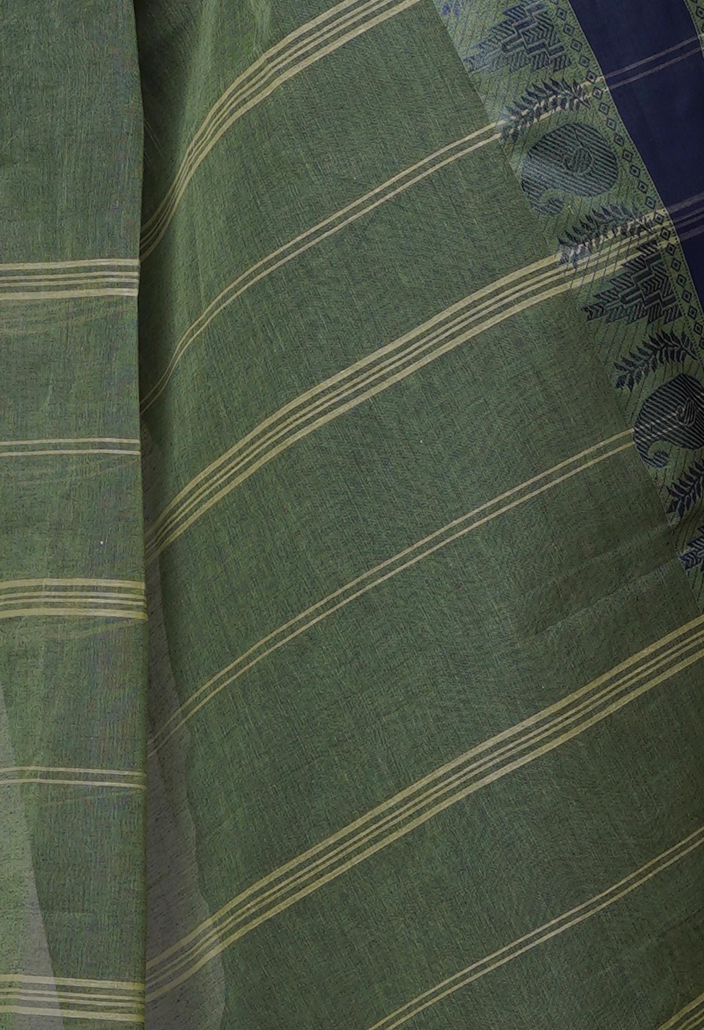 Green Pure Handloom Superfine Bengal Cotton Saree-UNM69715