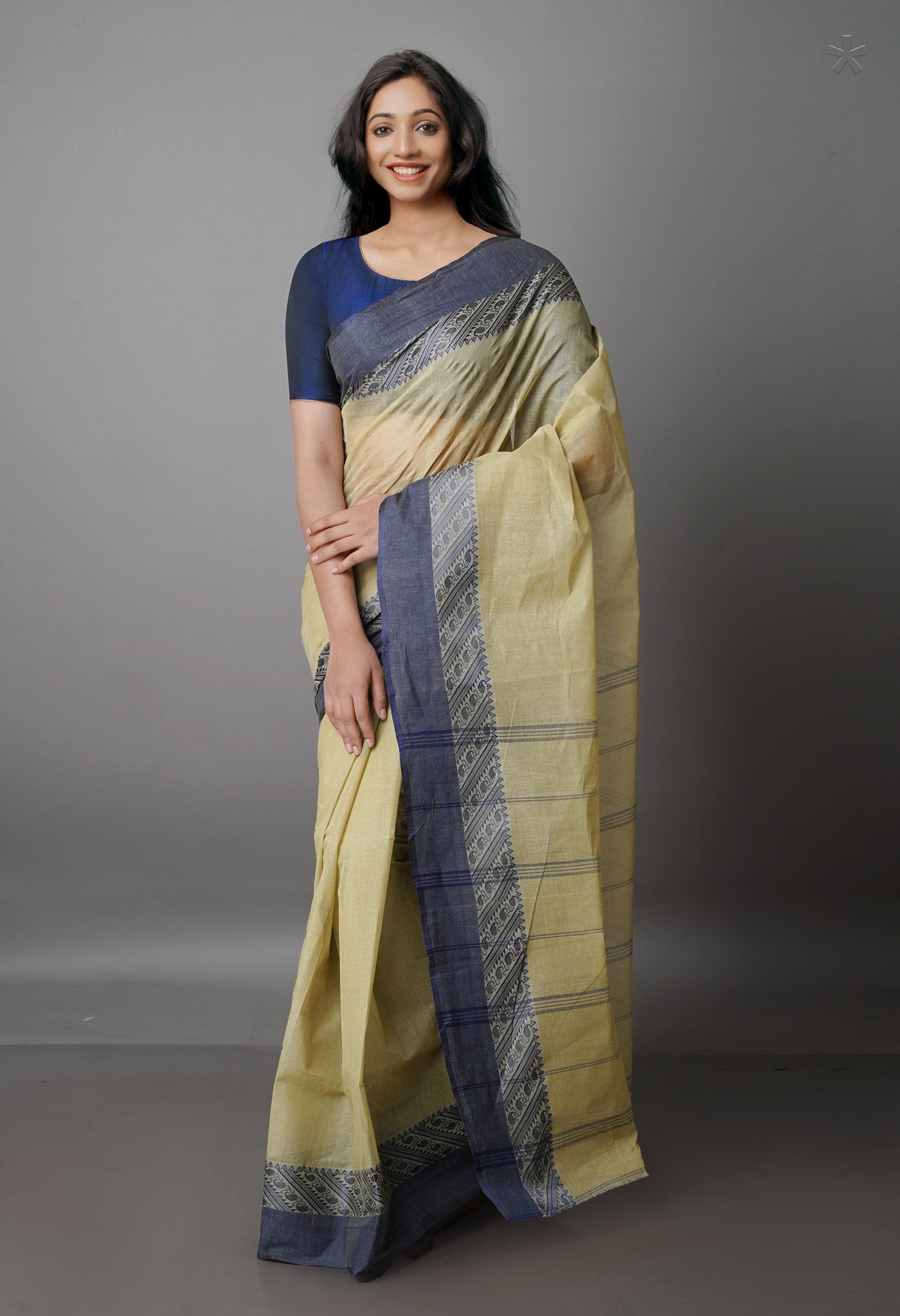 Beige Pure  Handloom Superfine Bengal Cotton Saree-UNM69725