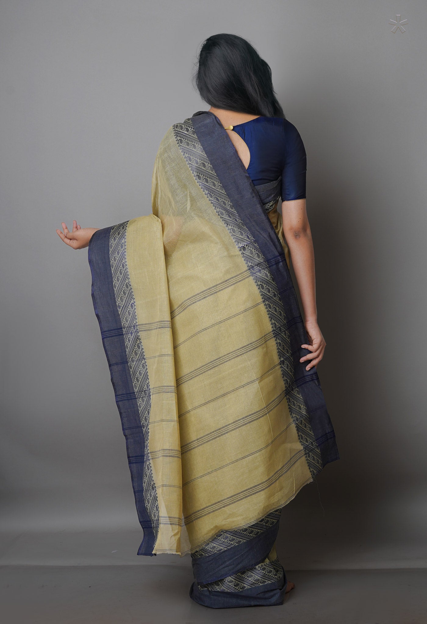 Beige Pure  Handloom Superfine Bengal Cotton Saree-UNM69725