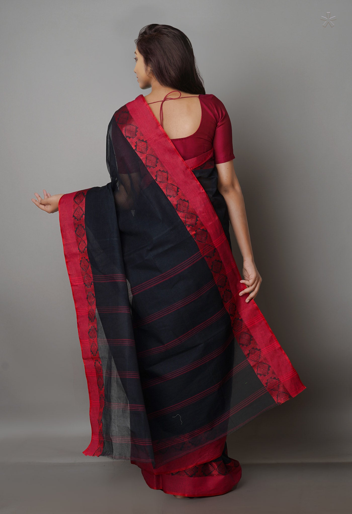 Black Pure Handloom Superfine Bengal Cotton Saree