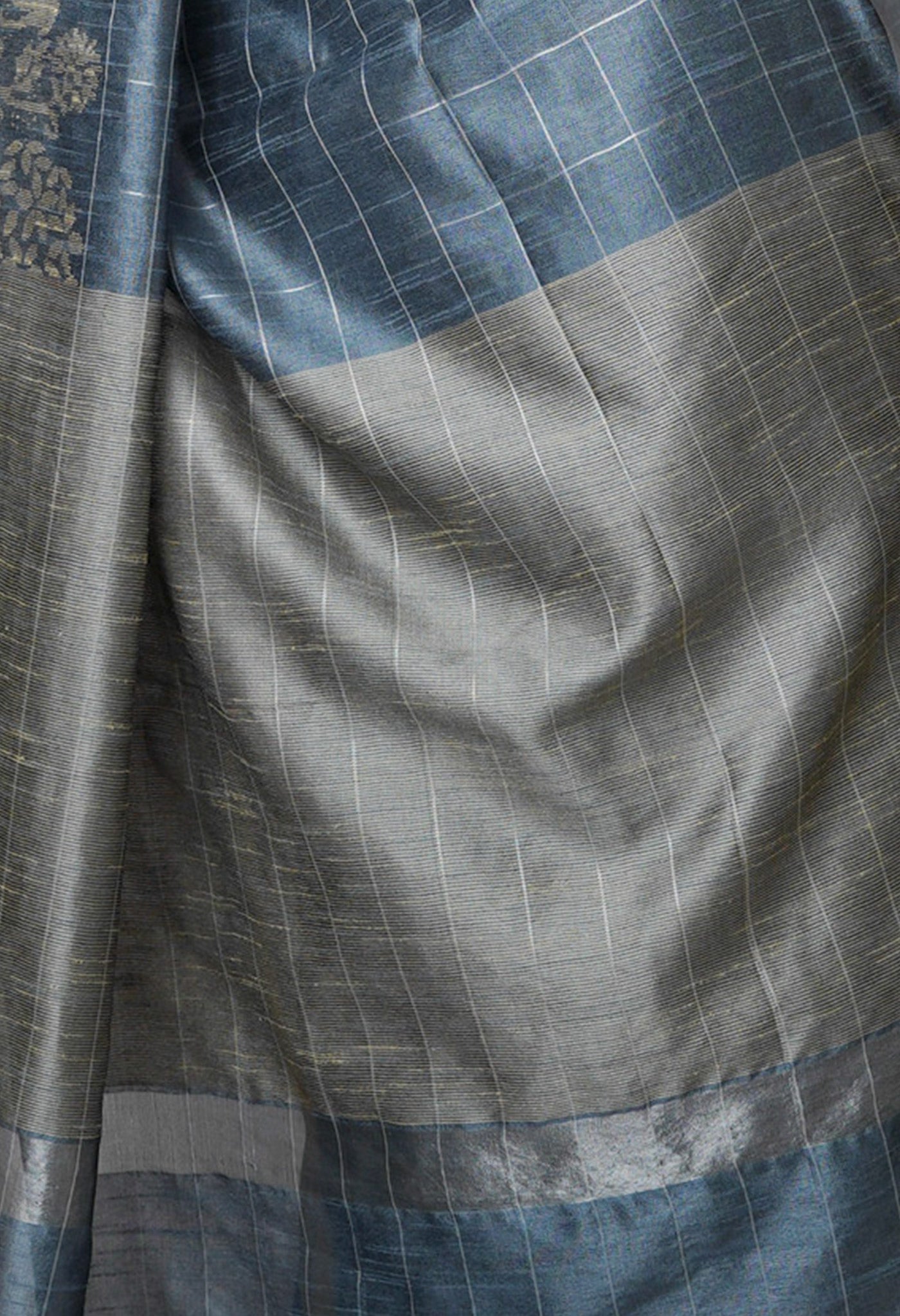 Grey Dupion Silk Saree-UNM69830
