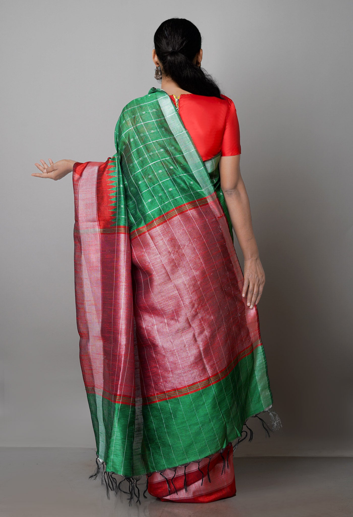 Green Dupion Silk Saree-UNM69834