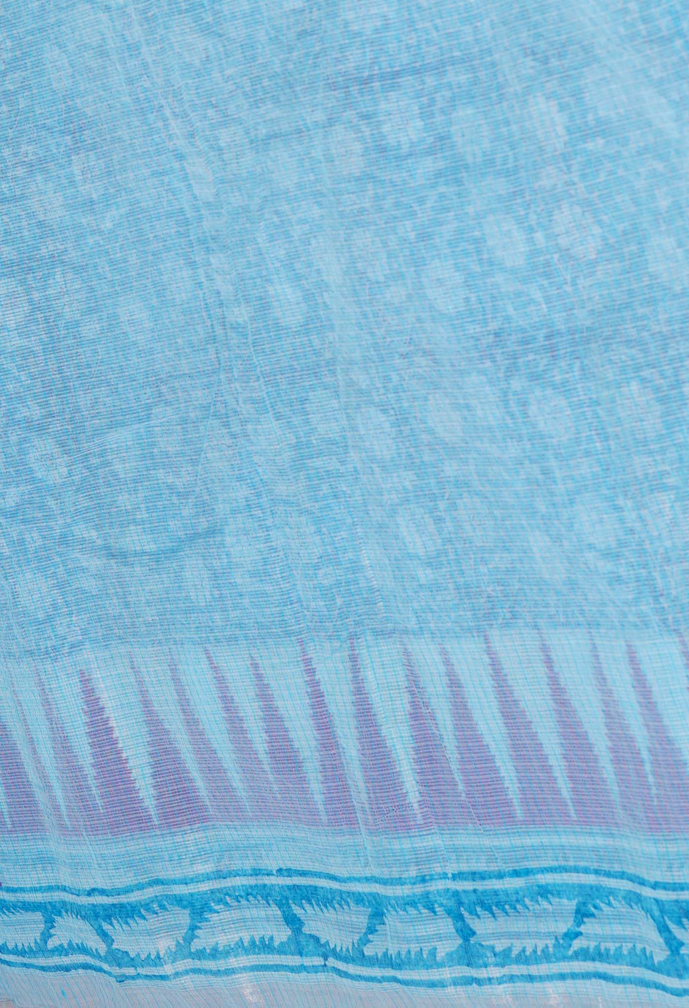 Blue Pure Block Printed Kota Cotton Saree-UNM69858