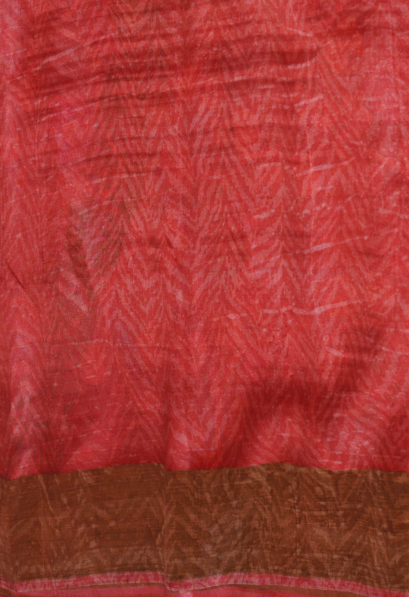 Peach Pink Pure Handloom Bengal Tussar Kalamkari Printed Silk Saree-UNM69870