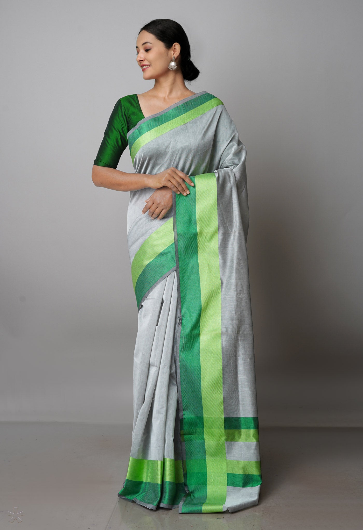 Pale Grey Bangalore Sico Saree-UNM69884