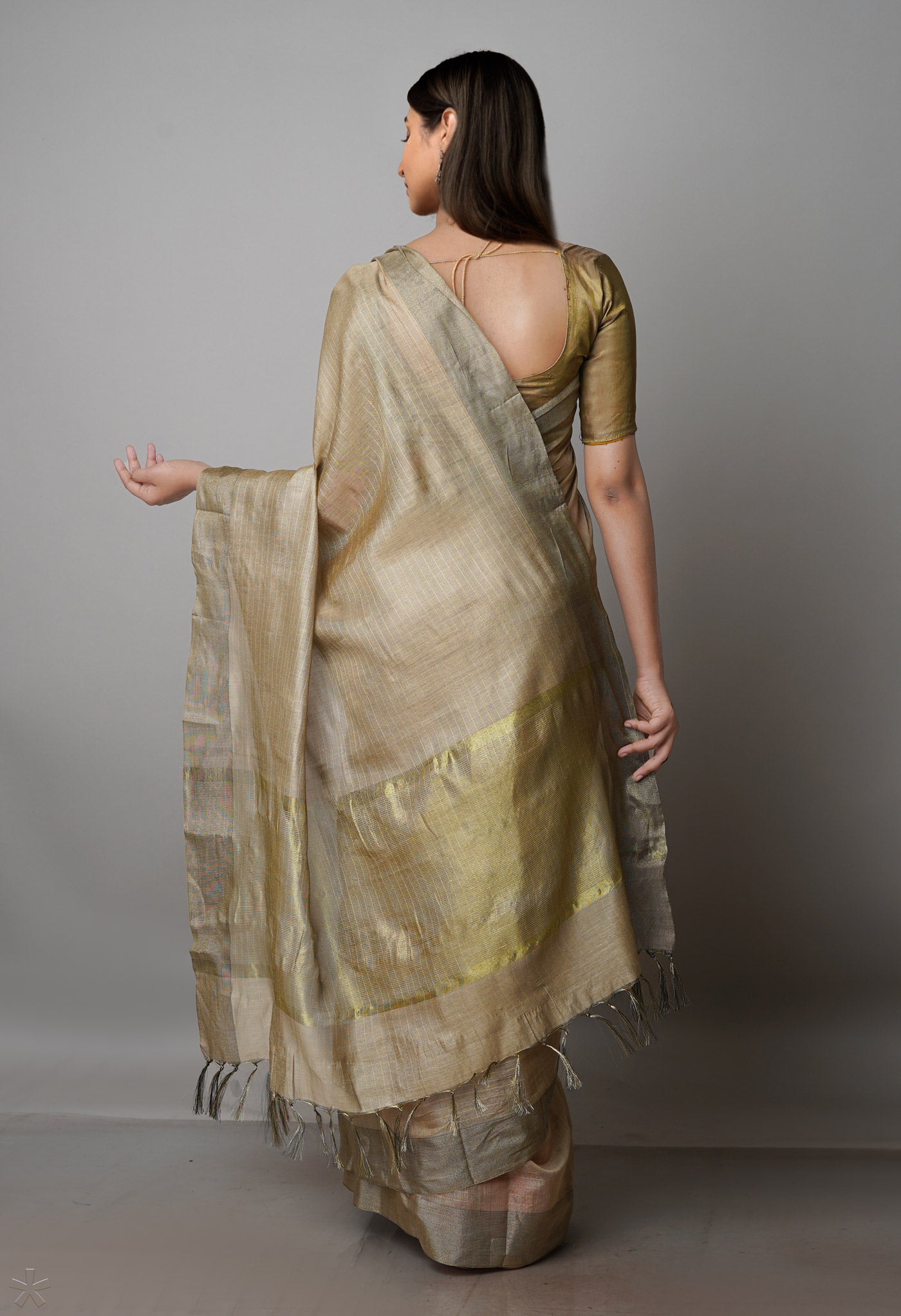 Brandon Beige Chanderi Sico Saree-UNM69886