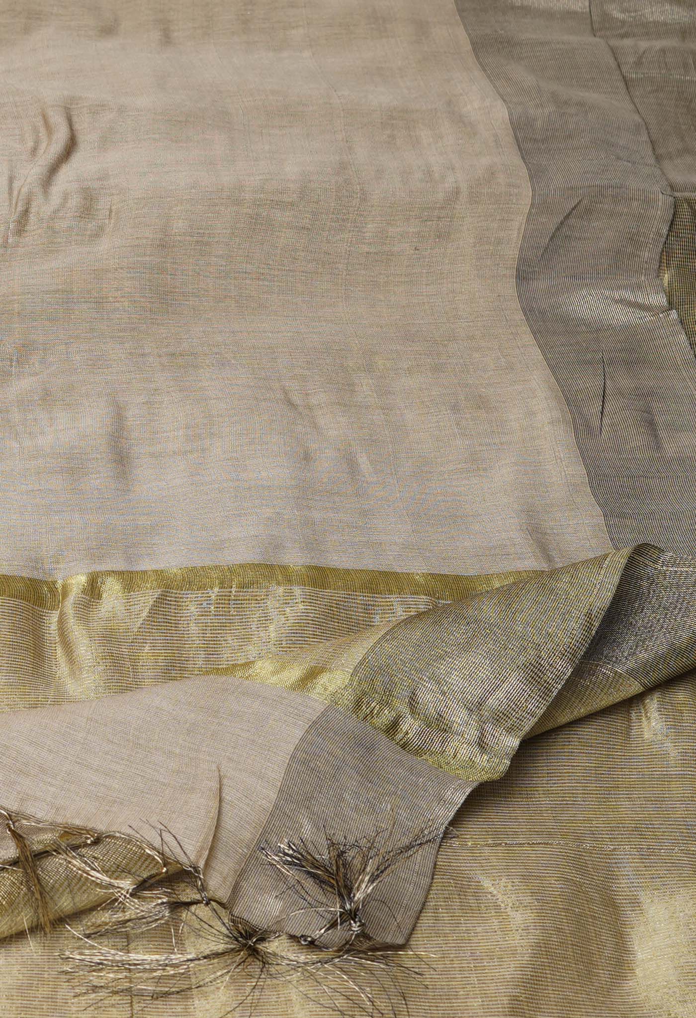 Brandon Beige Chanderi Sico Saree-UNM69886