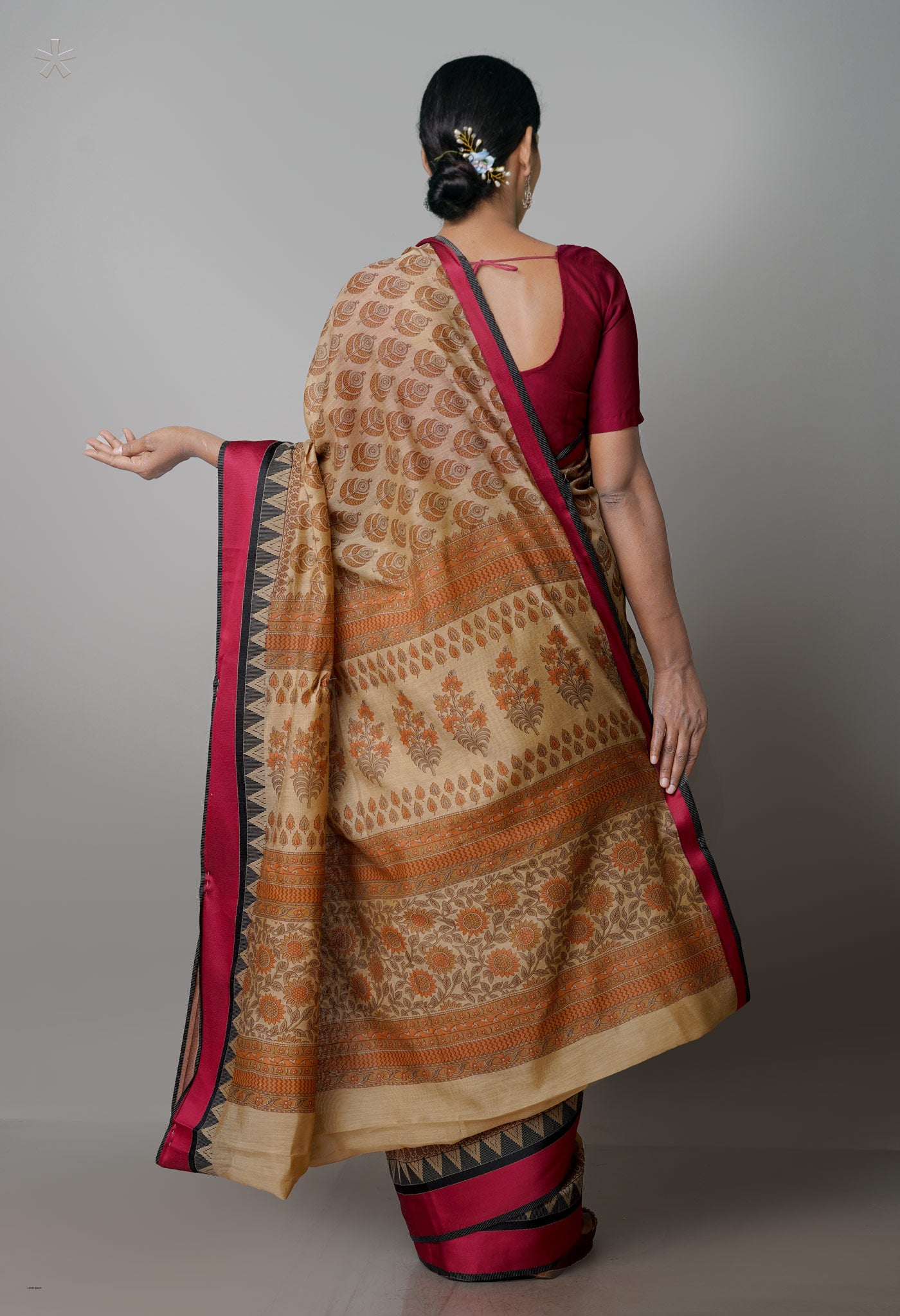 Beaver Brown  Screen Printed Chanderi Sico Saree-UNM69916