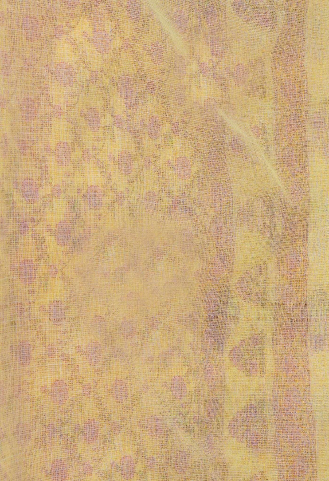 Pale Yellow Pure Block Printed Kota Cotton Saree-UNM69920