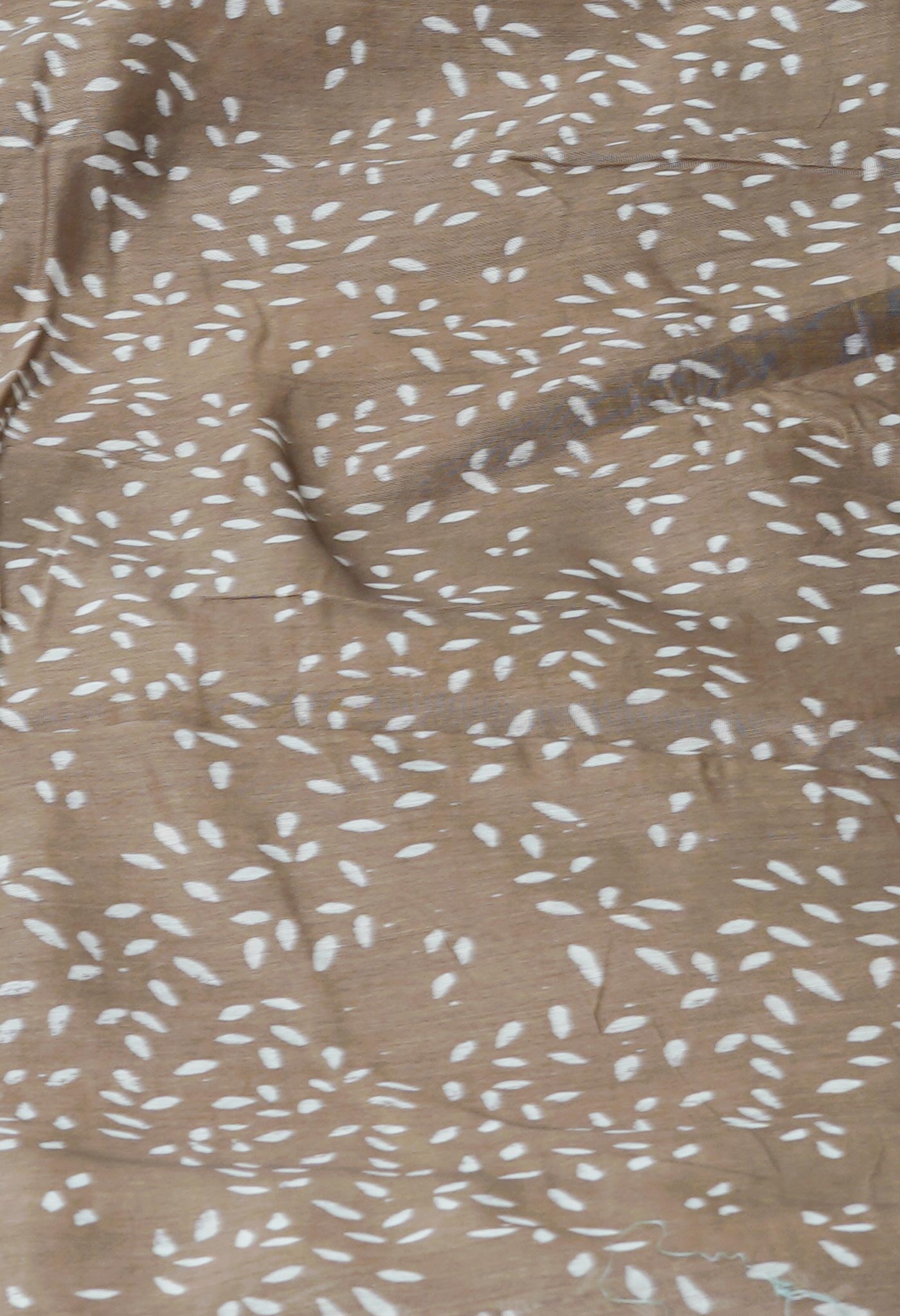 Pale Brown Pure Block Printed Chanderi Sico Saree-UNM69987