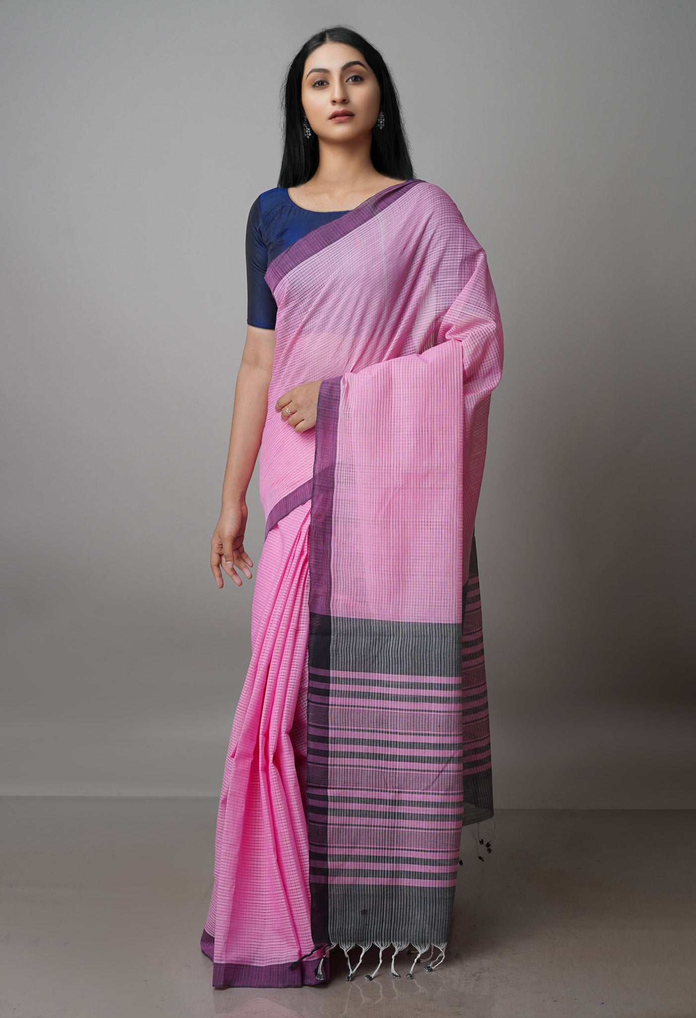 Baby Pink Pure  Handloom Mangalagiri Cotton Saree