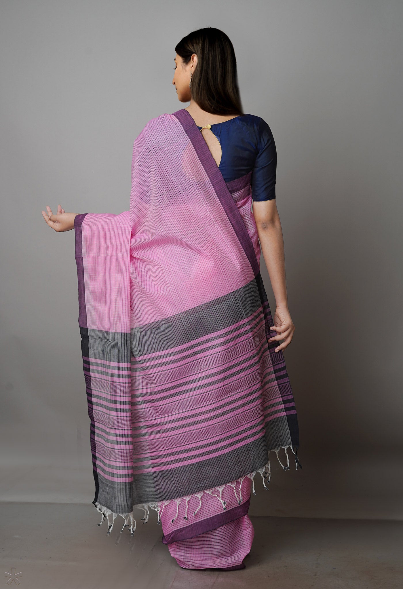 Baby Pink Pure  Handloom Mangalagiri Cotton Saree