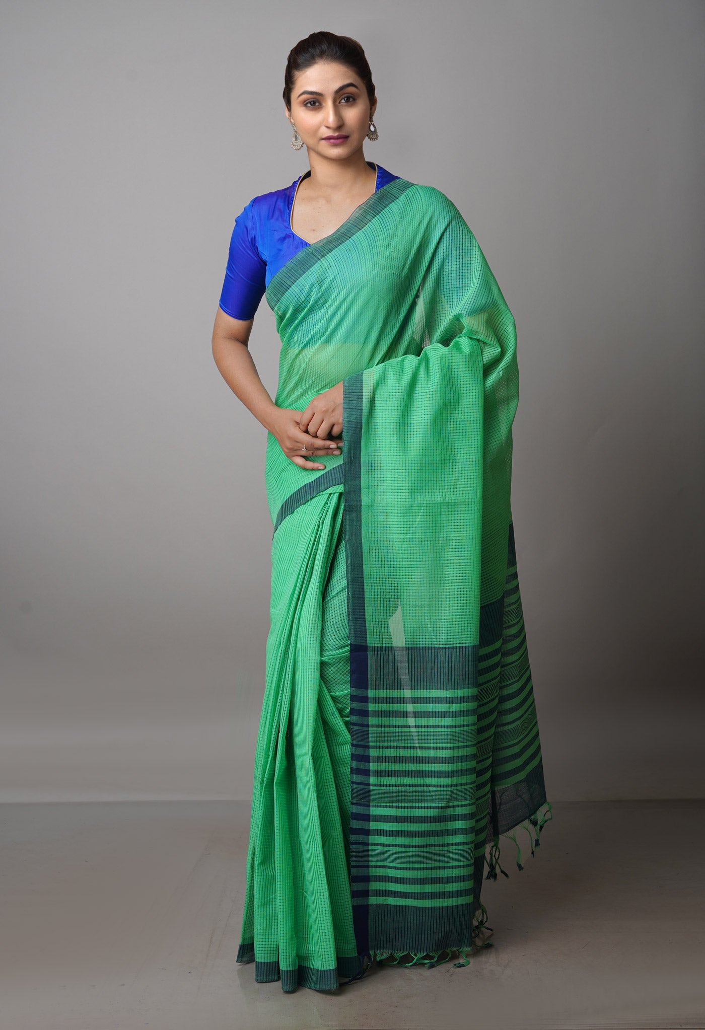Green Pure Handloom Mangalagiri Cotton Saree
