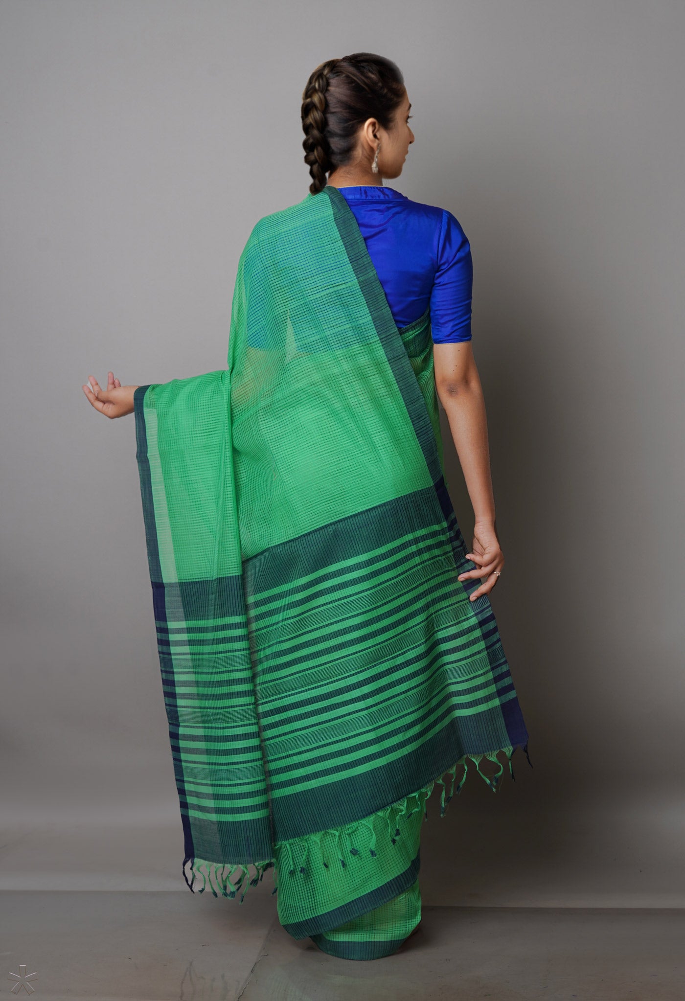 Green Pure Handloom Mangalagiri Cotton Saree