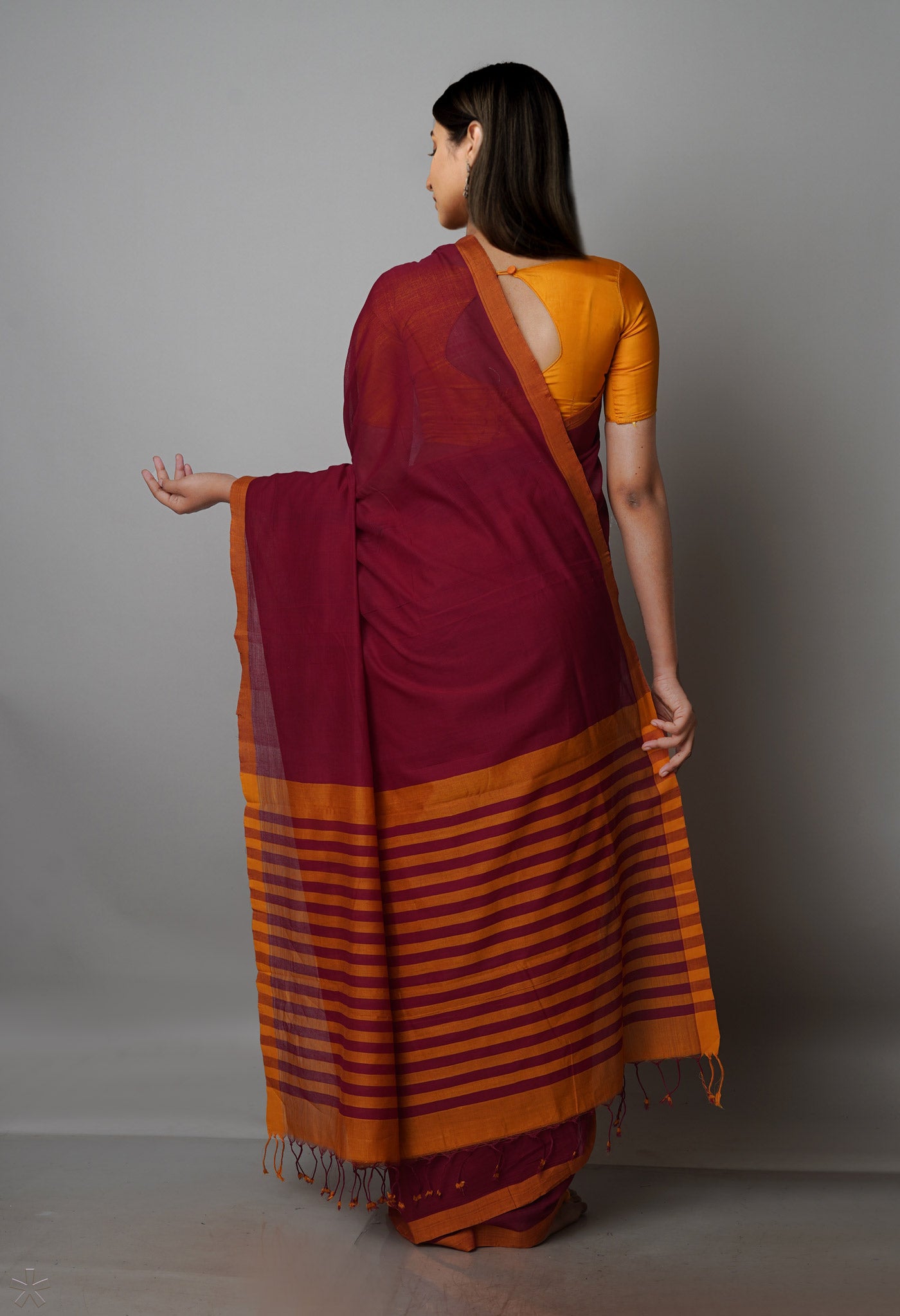 Maroon Pure Handloom Mangalagiri Cotton Saree-UNM70038