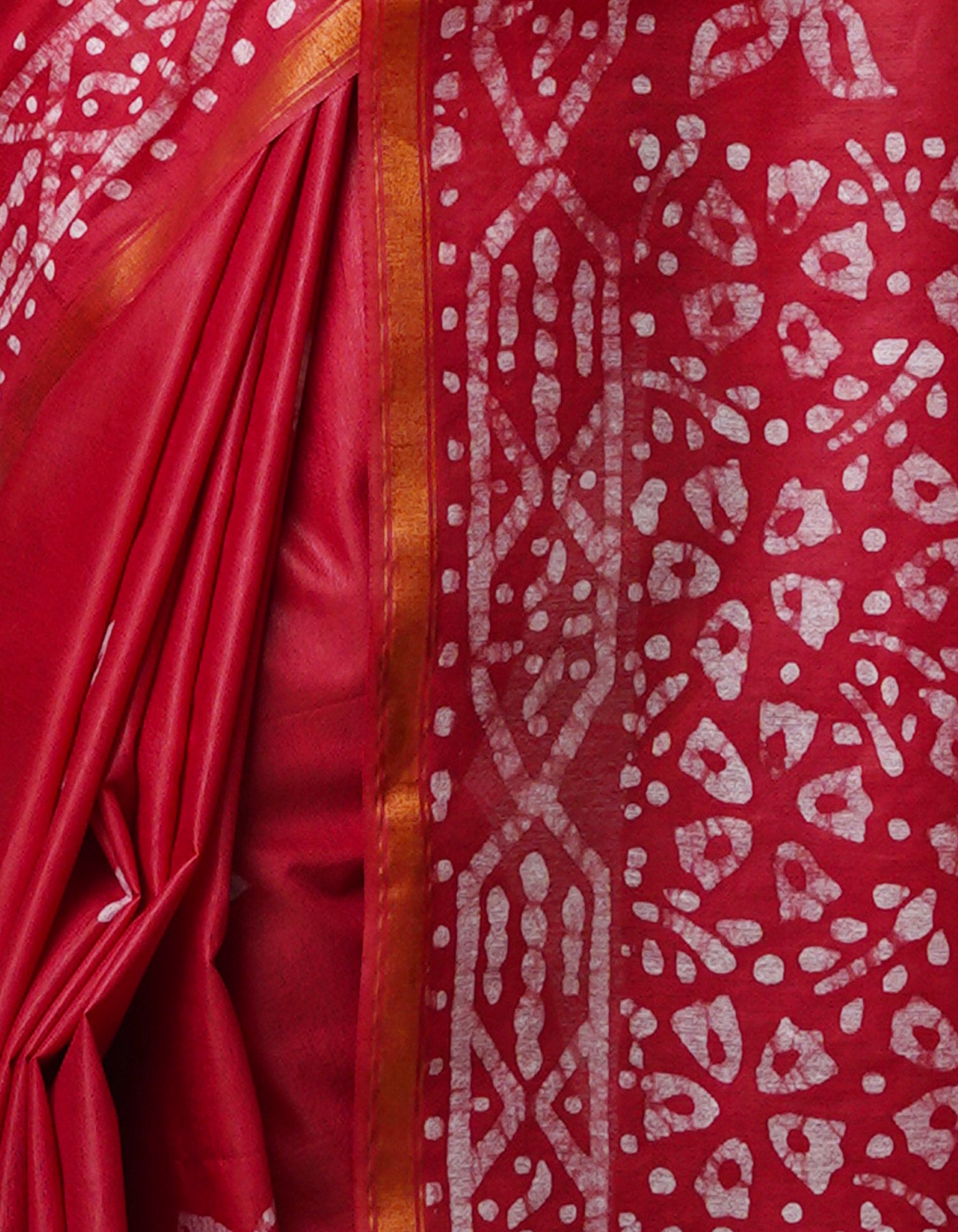 Burgundy Pure Batik Chanderi Silk Saree-UNM70104