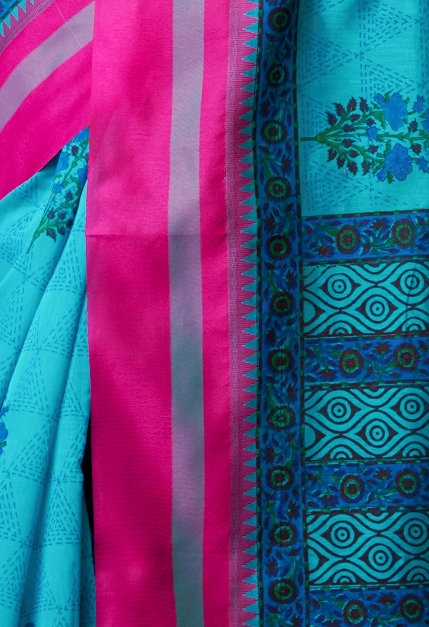 Sky Blue Pure Handloom Chanderi Sico Saree-UNM70124