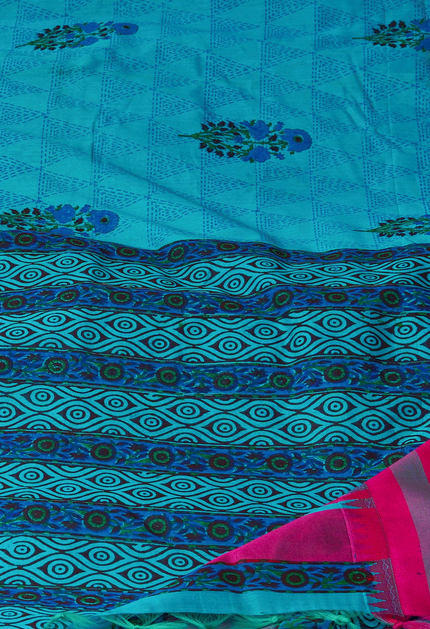 Sky Blue Pure Handloom Chanderi Sico Saree-UNM70124