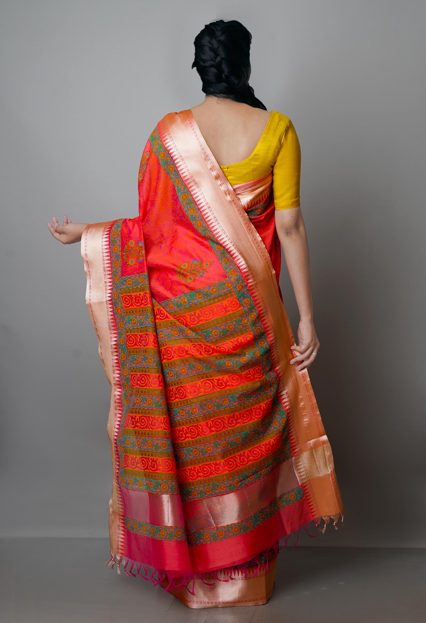 Carmine Red Pure Handloom Chanderi Sico Saree-UNM70127