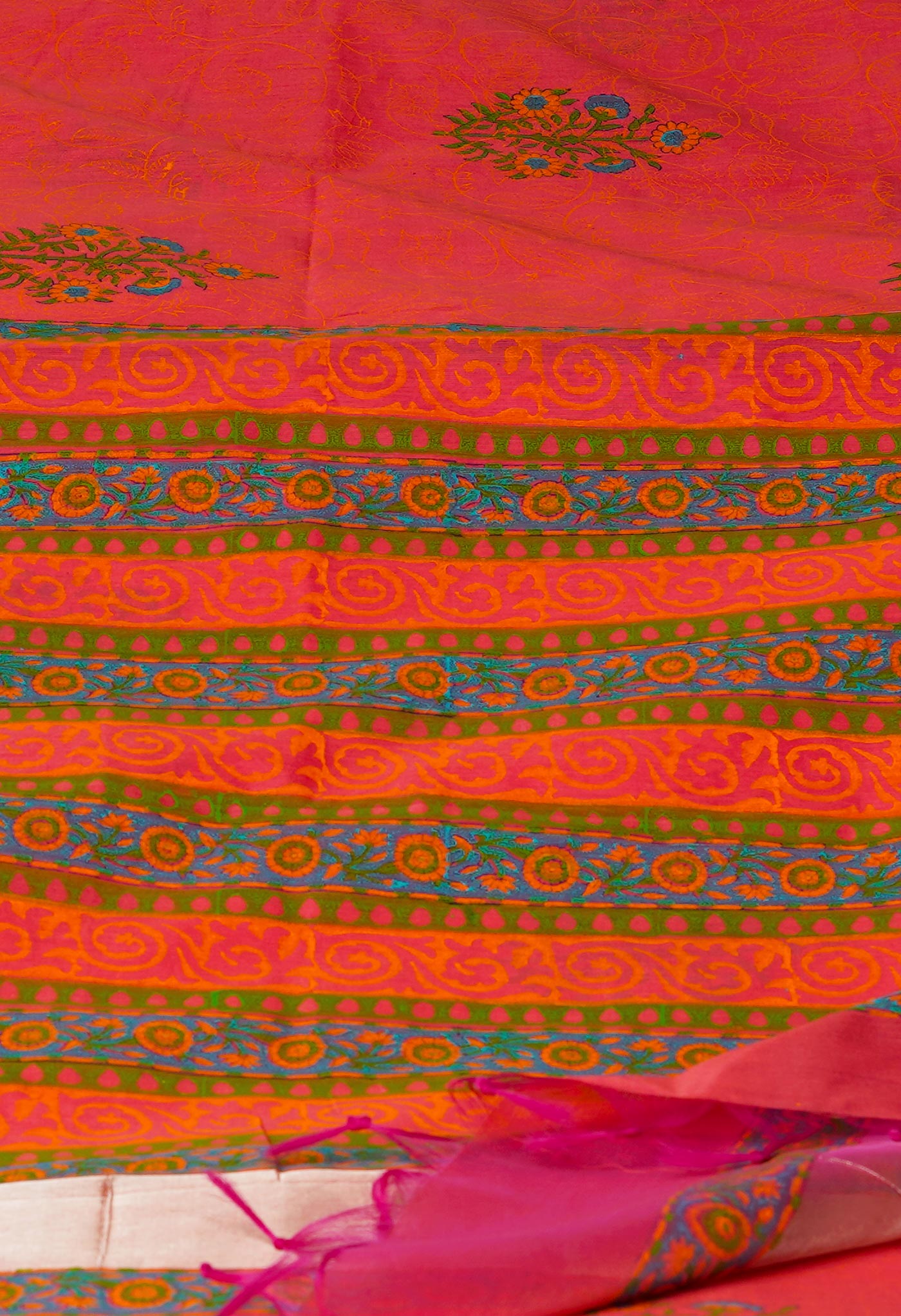 Carmine Red Pure Handloom Chanderi Sico Saree-UNM70127