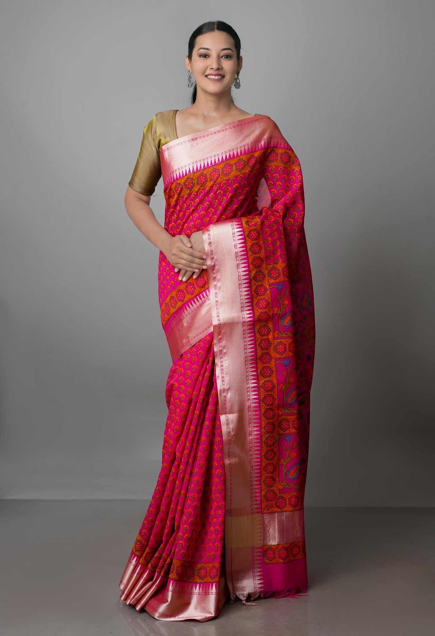 Pink Pure Handloom Chanderi Sico Saree