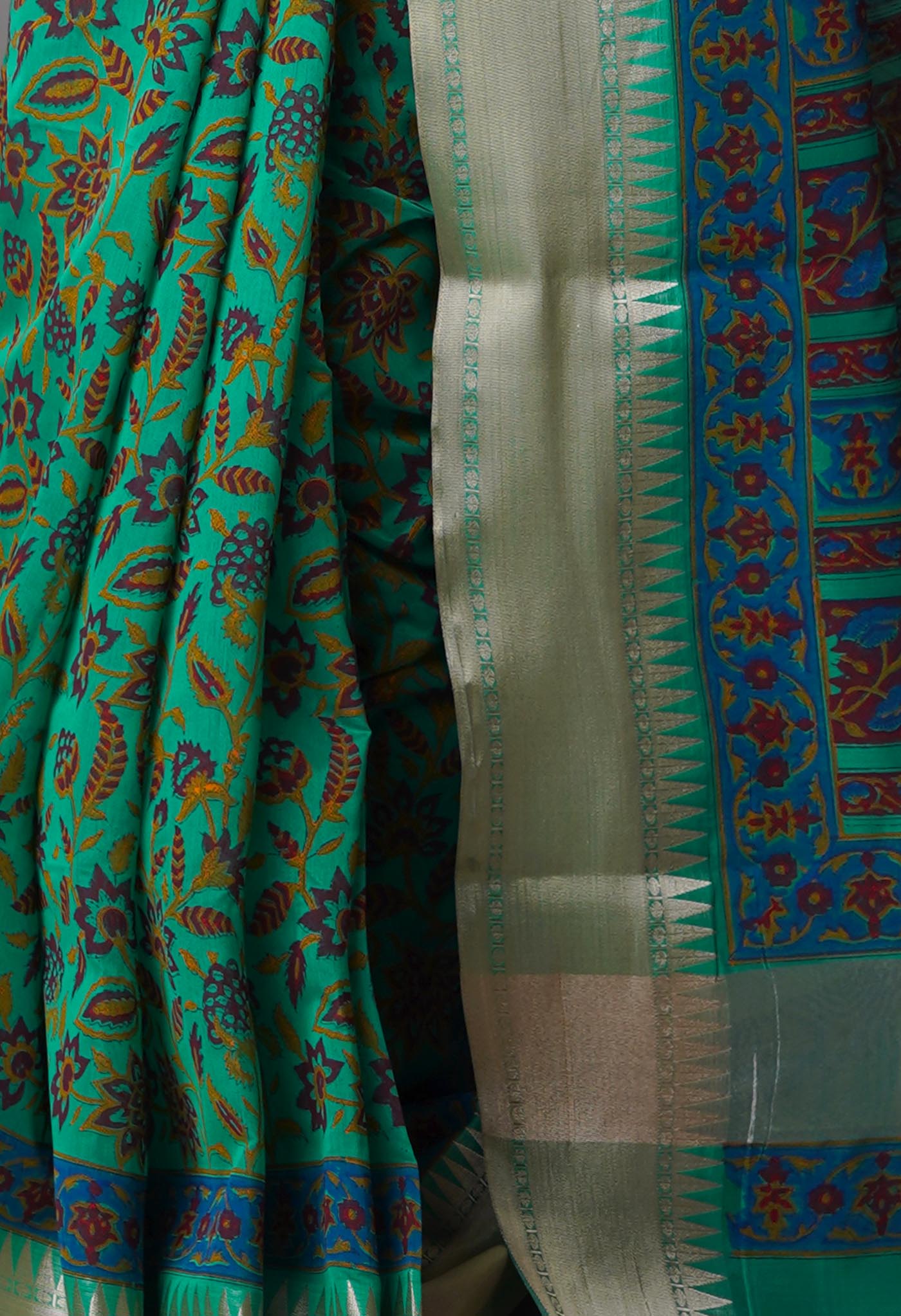 Sea Green Pure Handloom Chanderi Sico Saree-UNM70139