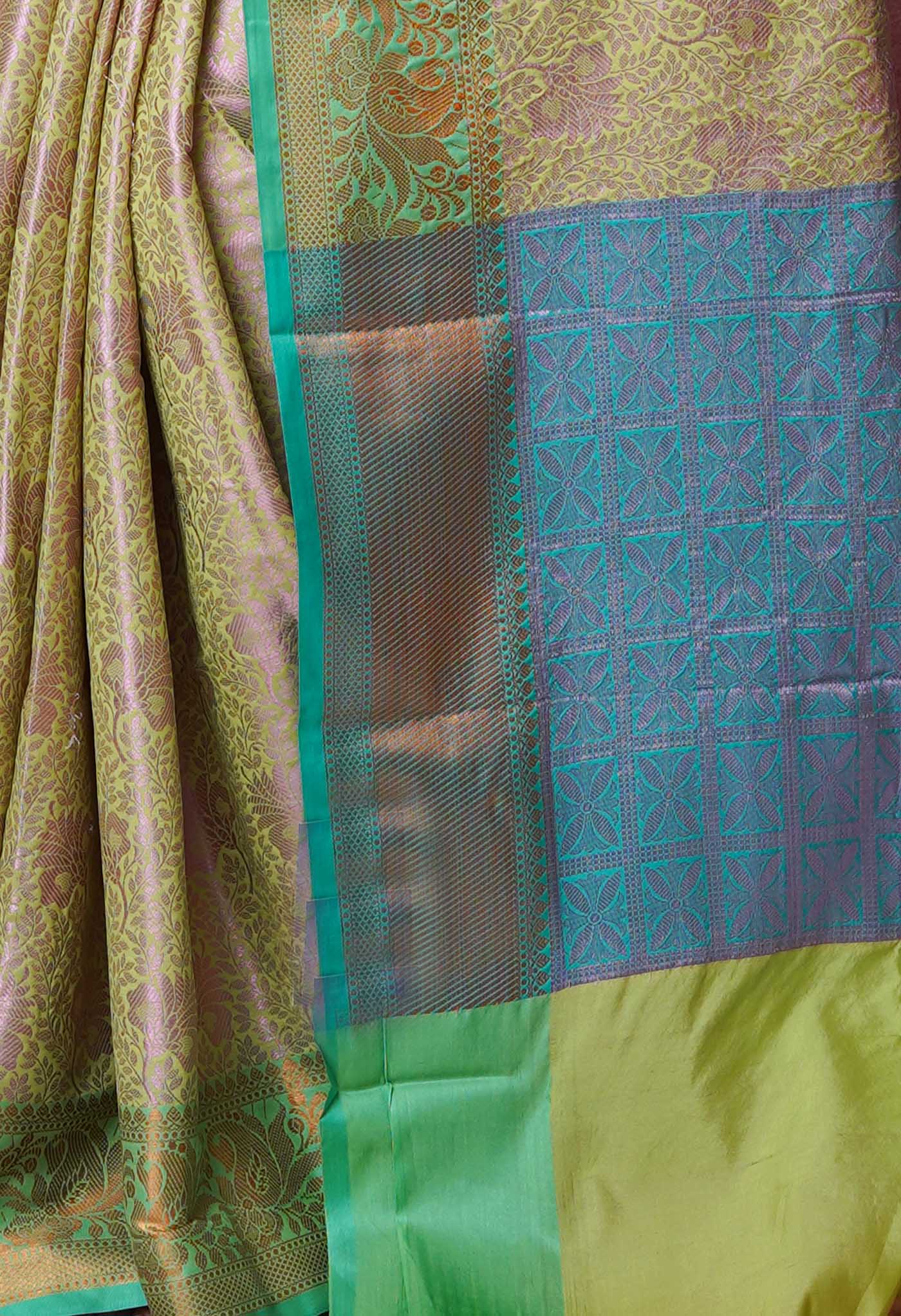Moss Green Fancy Banarasi Silk Saree-UNM70146