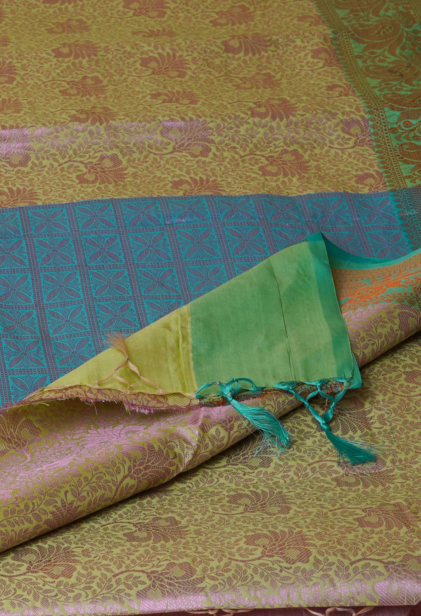 Moss Green Fancy Banarasi Silk Saree-UNM70146