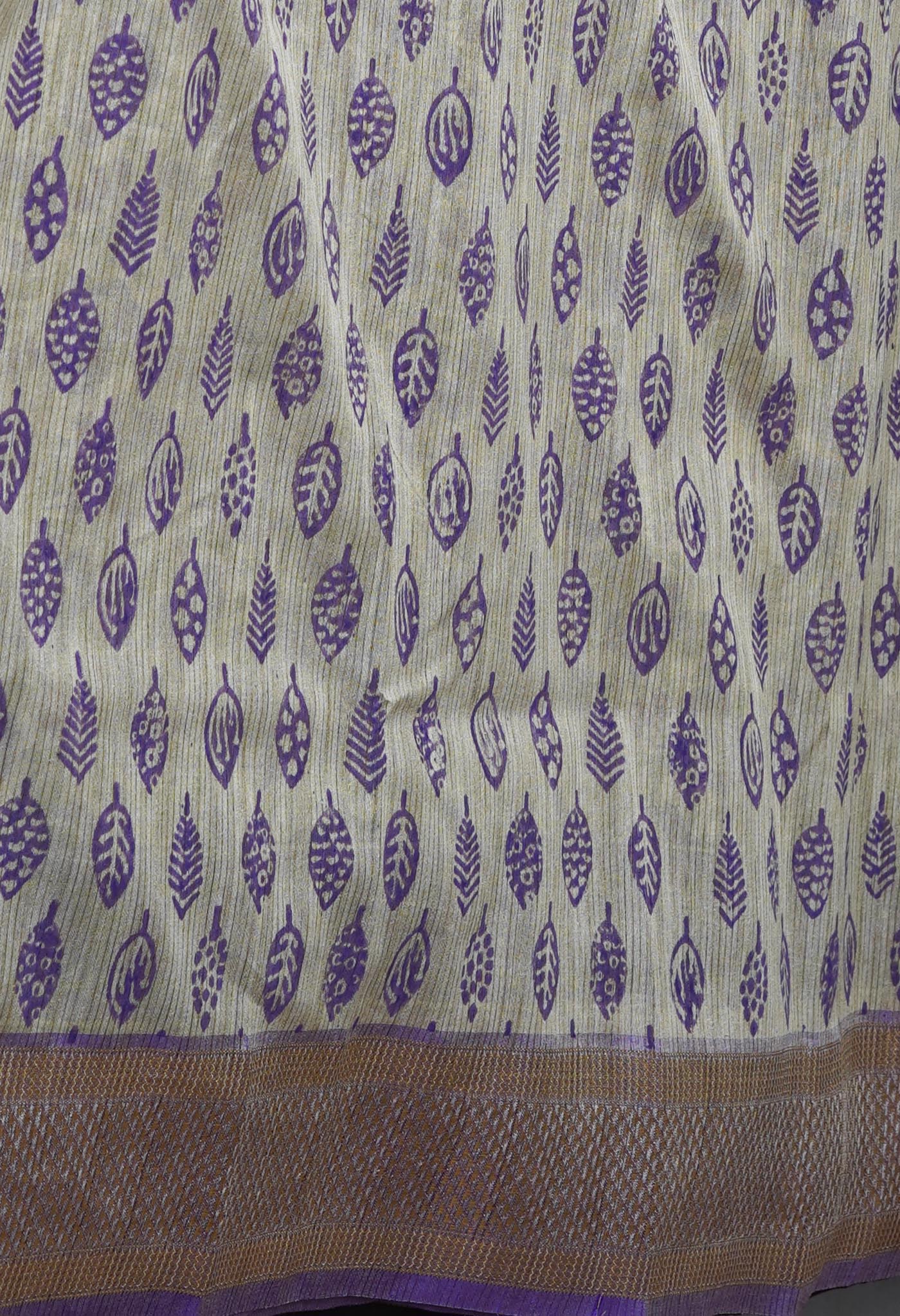 Cream Pure Handloom Bengal Tussar Silk Saree