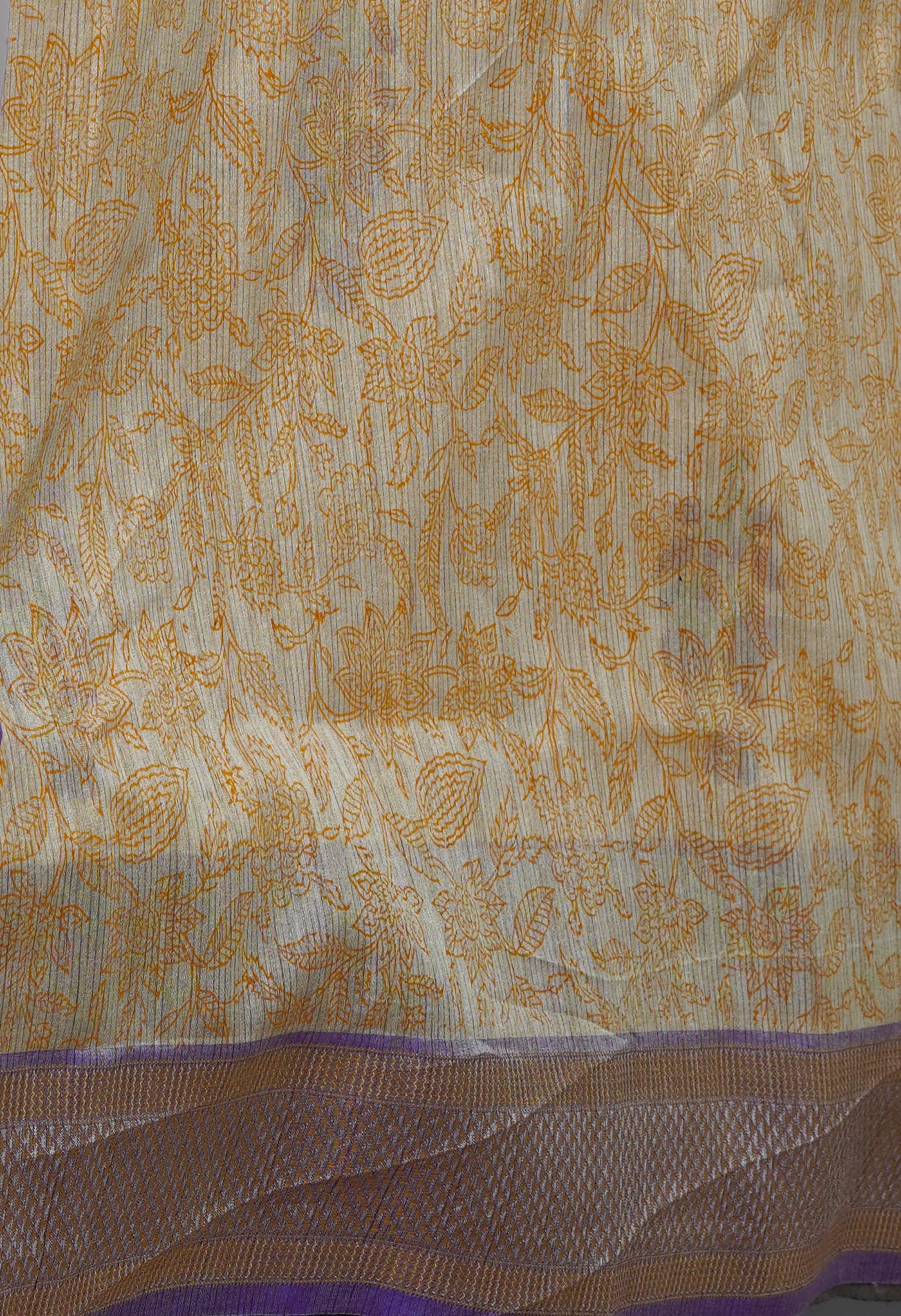 Cream Pure Handloom Bengal Tussar Silk Saree-UNM70215