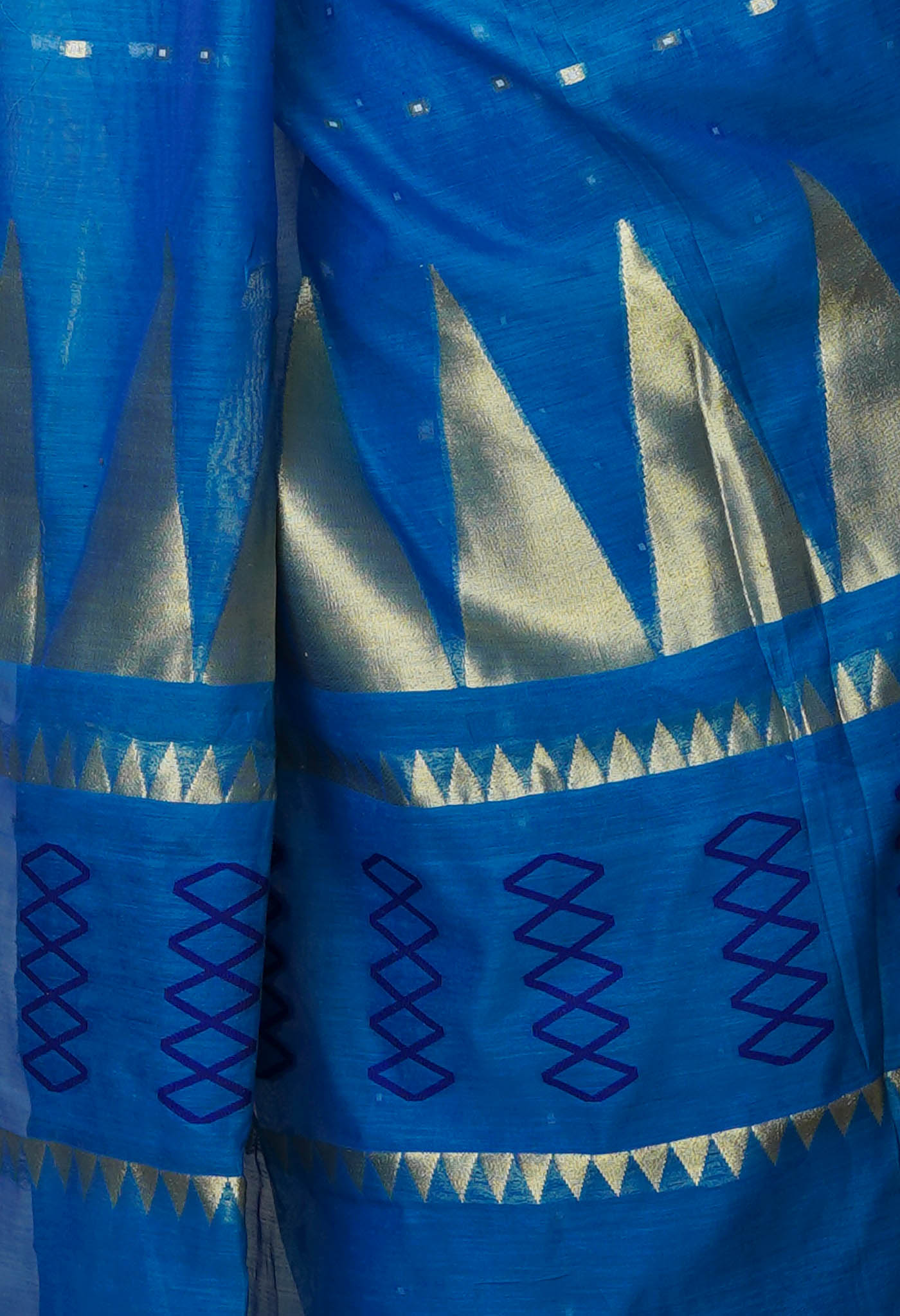 Blue Pure Handloom Dhakai Jamdhani Cotton Silk Saree-UNM70228