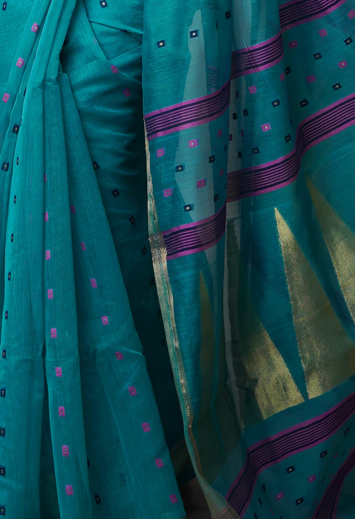 Sky Blue Pure Handloom Dhakai Jamdhani Cotton Silk Saree-UNM70229