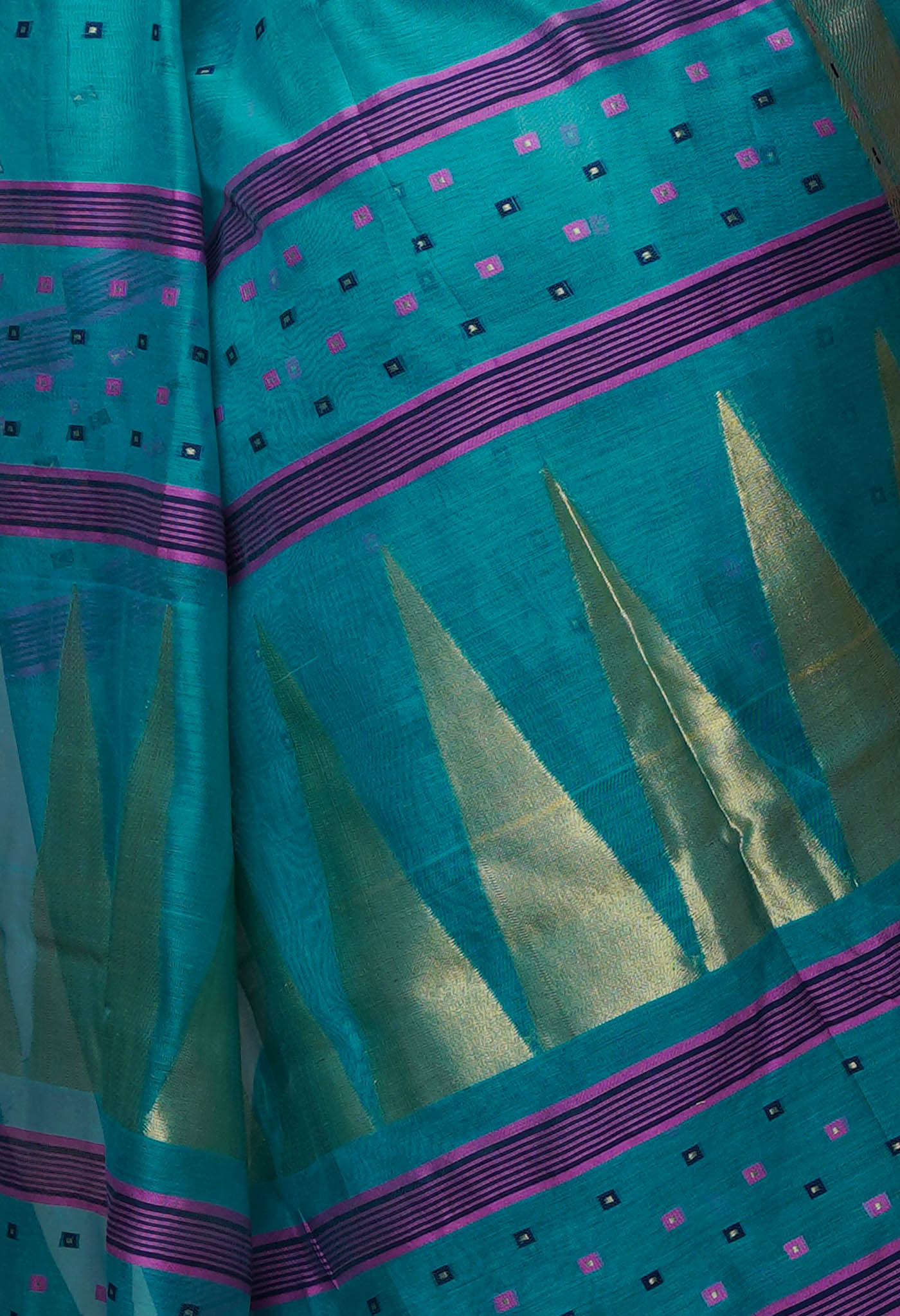 Sky Blue Pure Handloom Dhakai Jamdhani Cotton Silk Saree-UNM70229