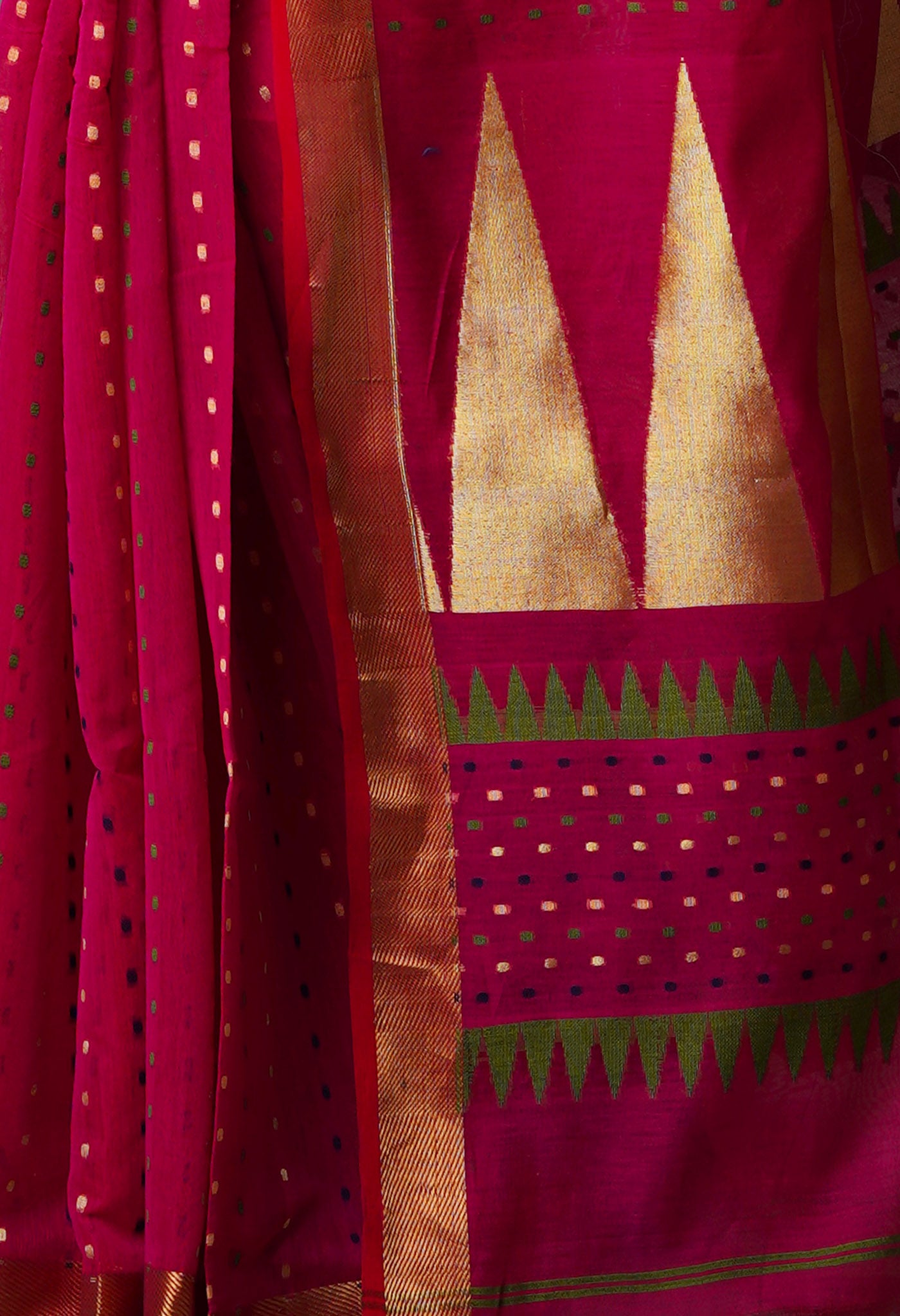 Pink Pure Handloom Dhakai Jamdhani Cotton Silk Saree-UNM70236