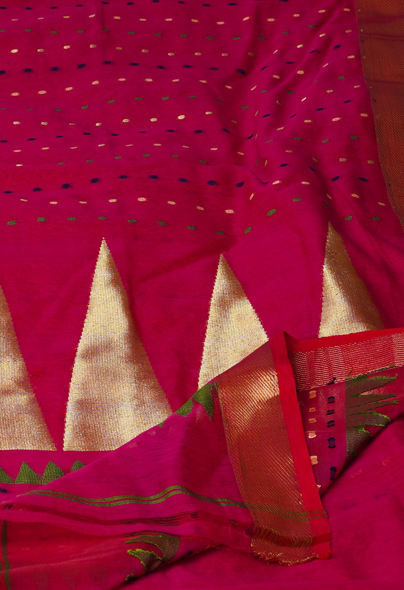 Pink Pure Handloom Dhakai Jamdhani Cotton Silk Saree-UNM70236