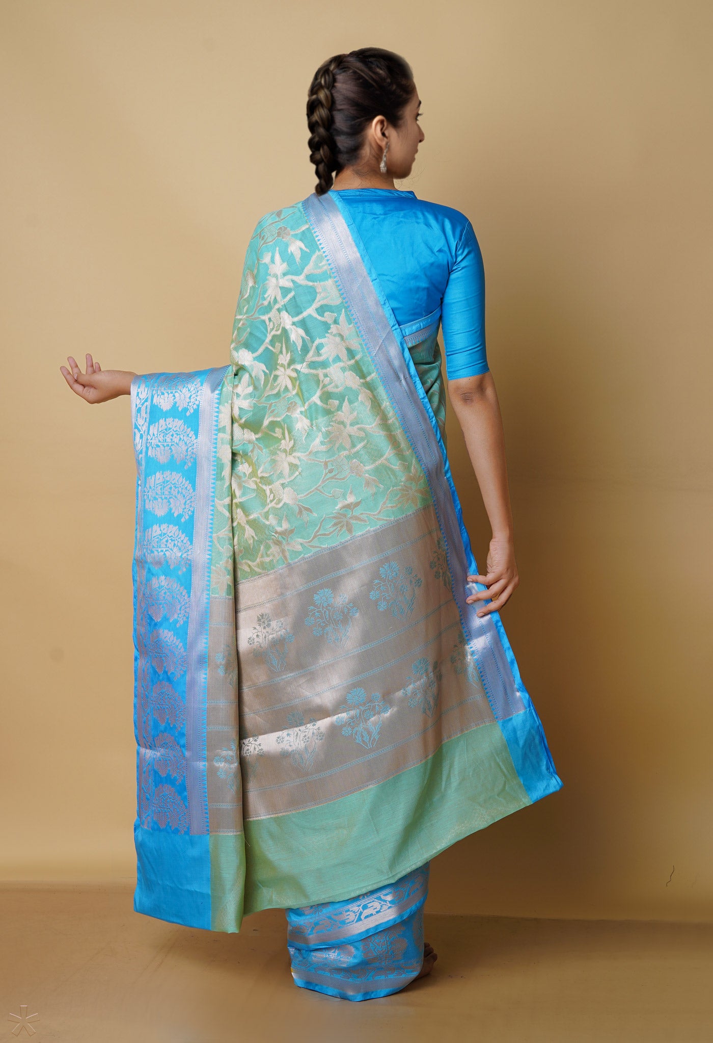 Sea Green Fancy Banarasi Silk Saree-UNM70288