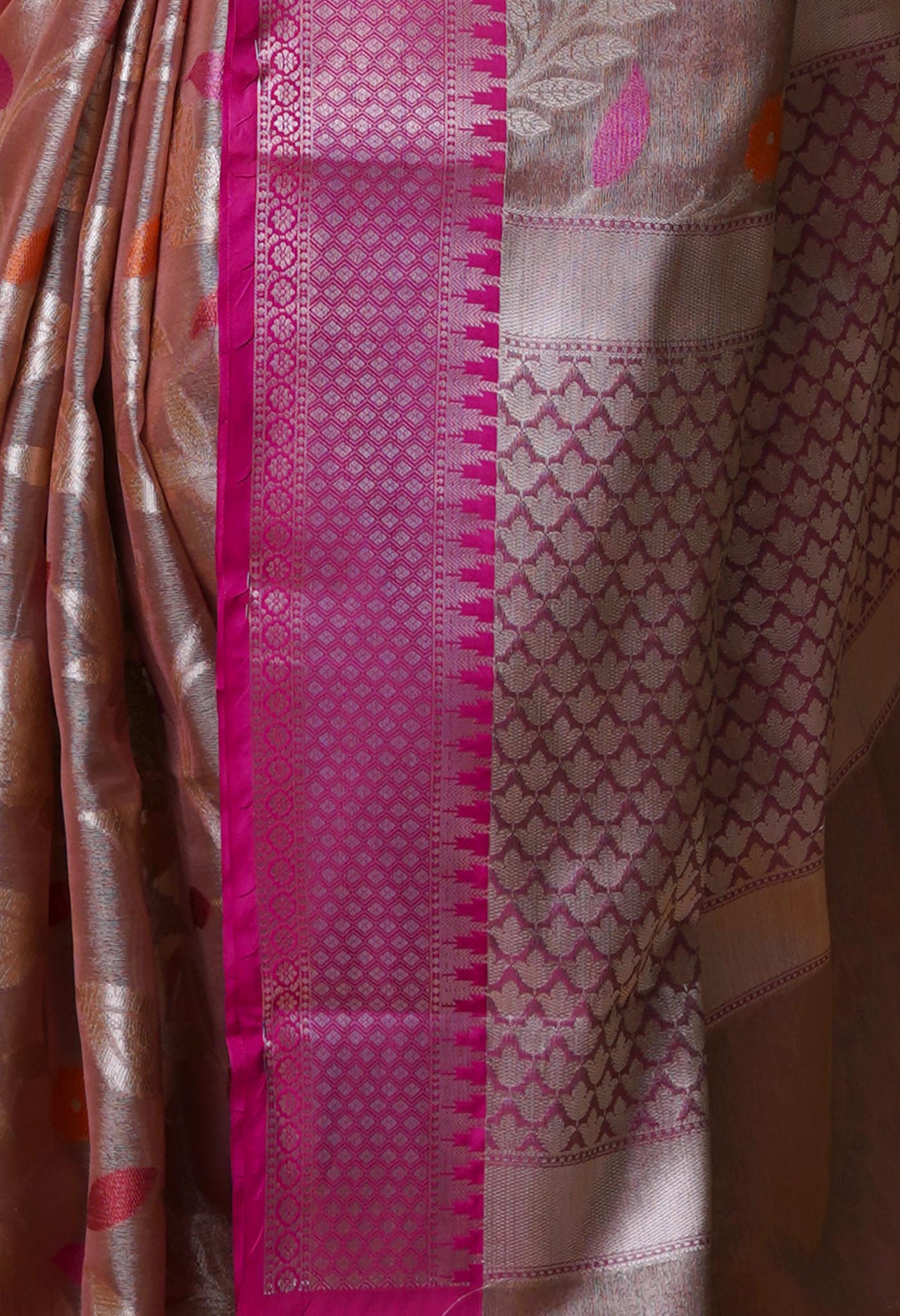Peach Fancy Banarasi Silk Saree-UNM70294