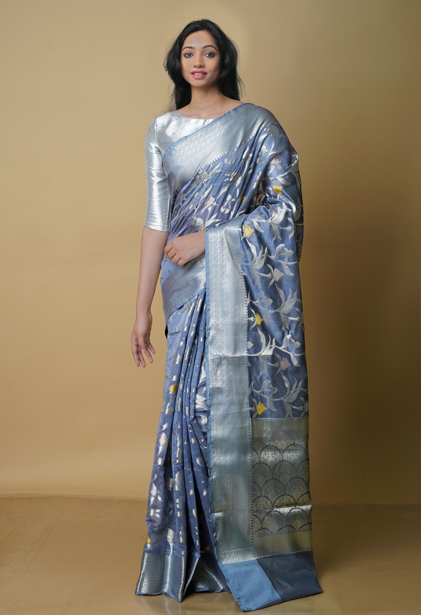 Grey Fancy Banarasi Silk Saree-UNM70308