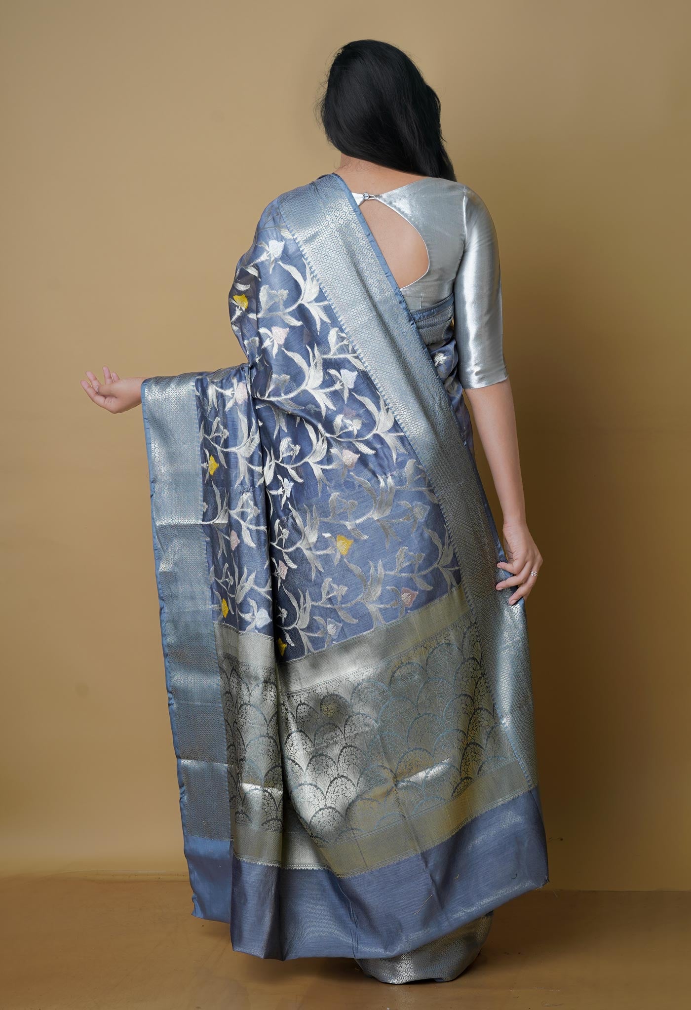 Grey Fancy Banarasi Silk Saree-UNM70308