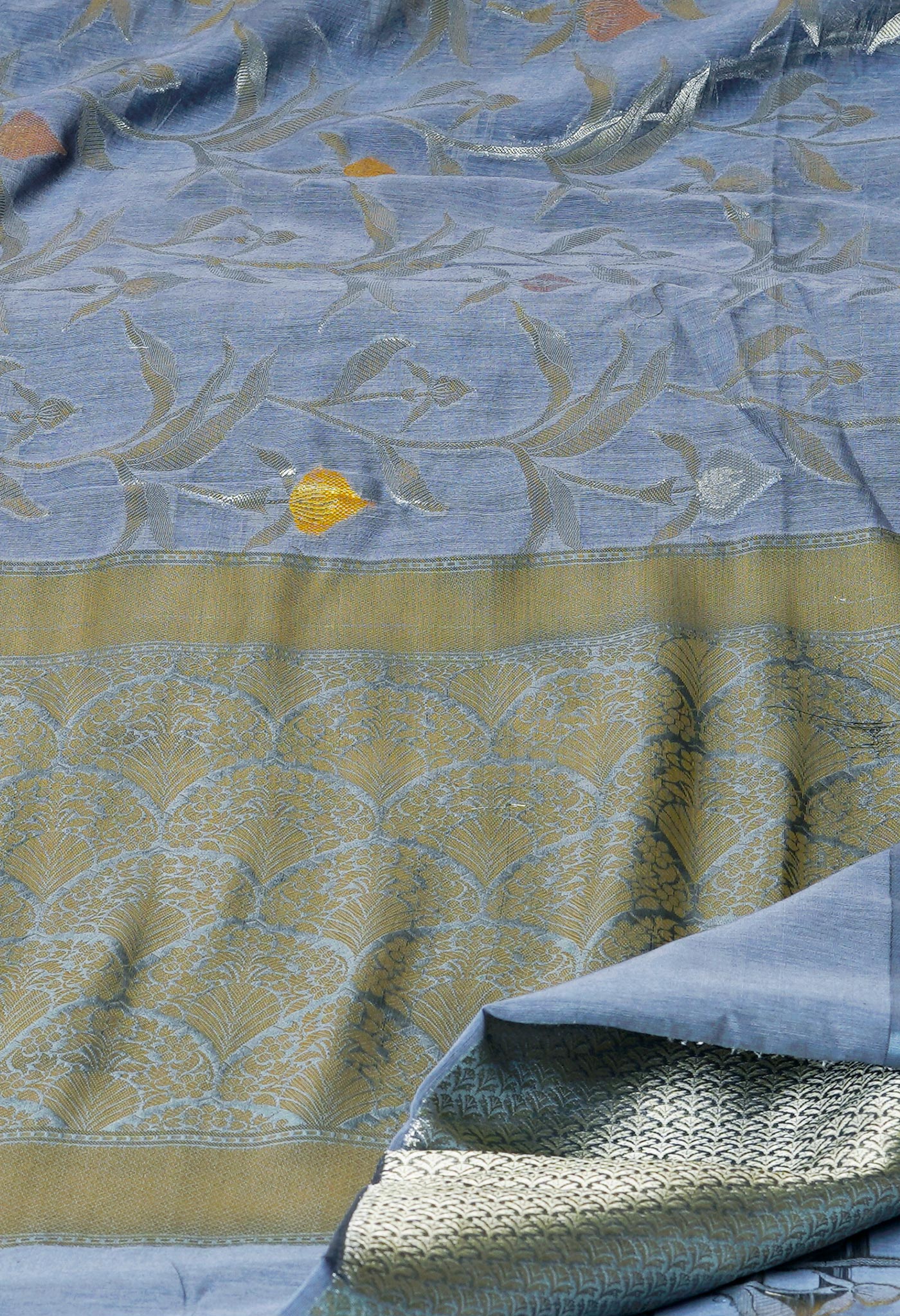 Grey Fancy Banarasi Silk Saree-UNM70308