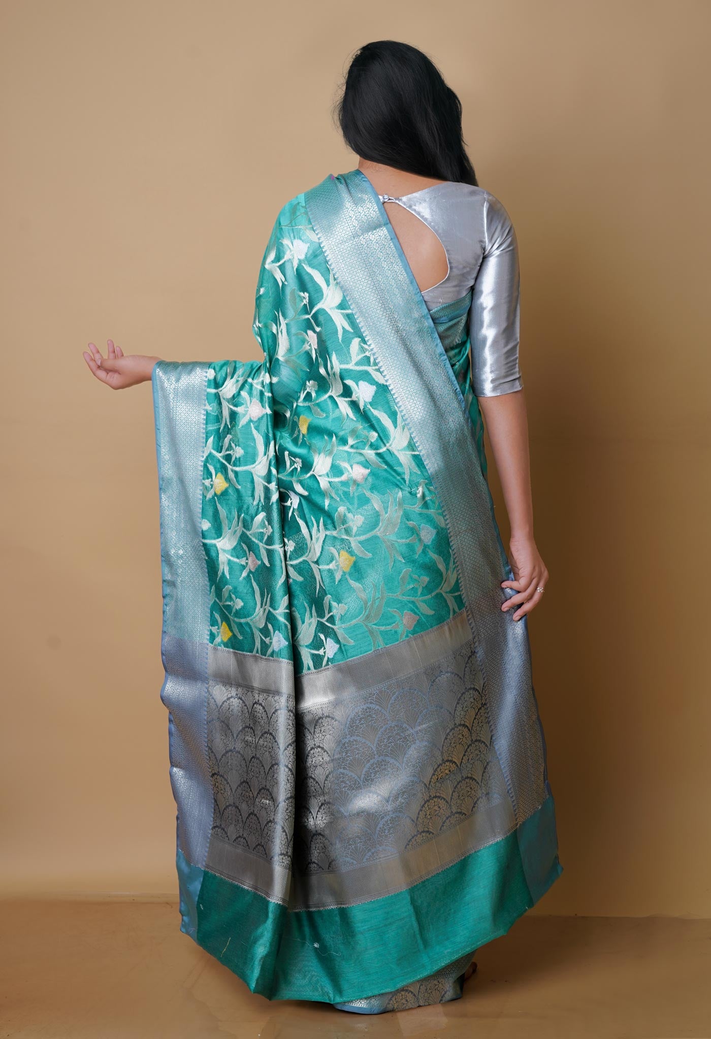 Sea Green Fancy Banarasi Silk Saree-UNM70309