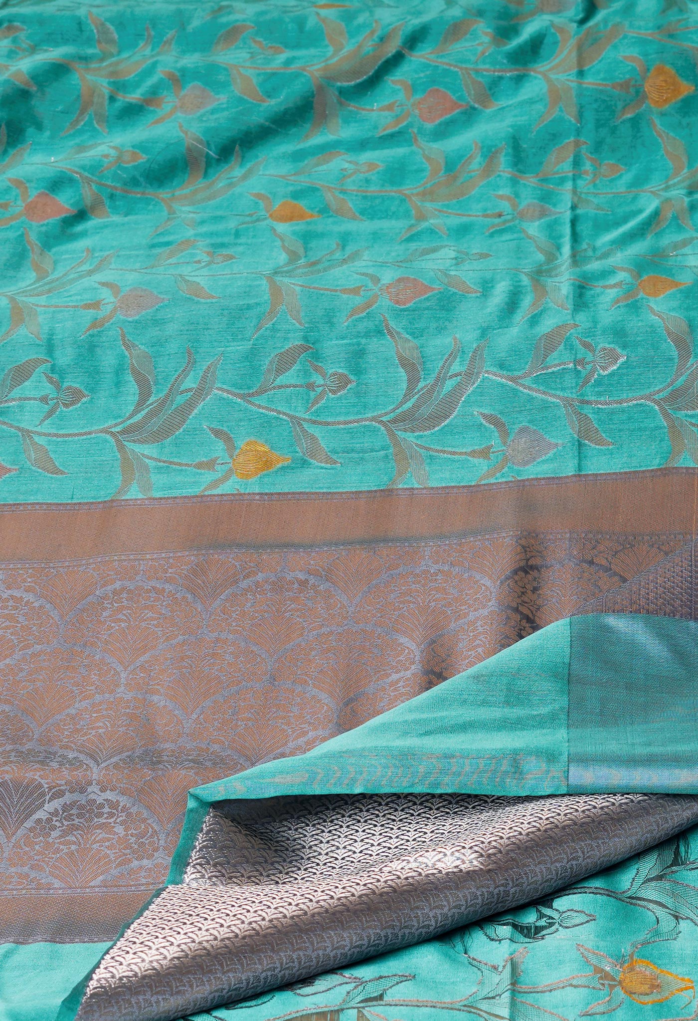 Sea Green Fancy Banarasi Silk Saree-UNM70309