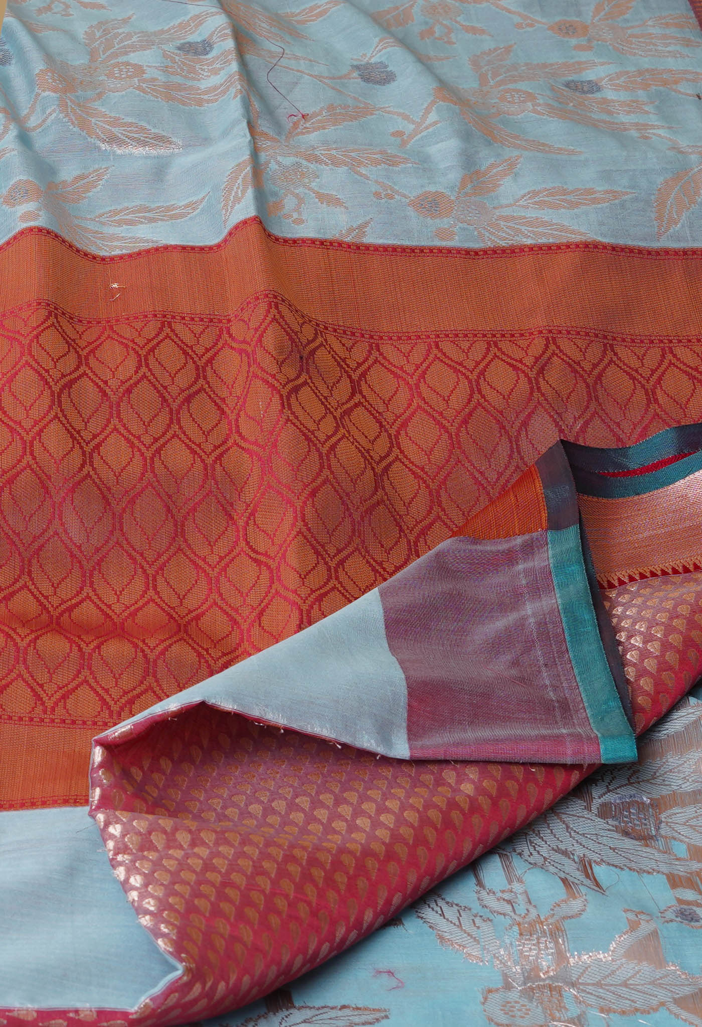 Sky Blue Fancy Banarasi Silk Saree-UNM70321