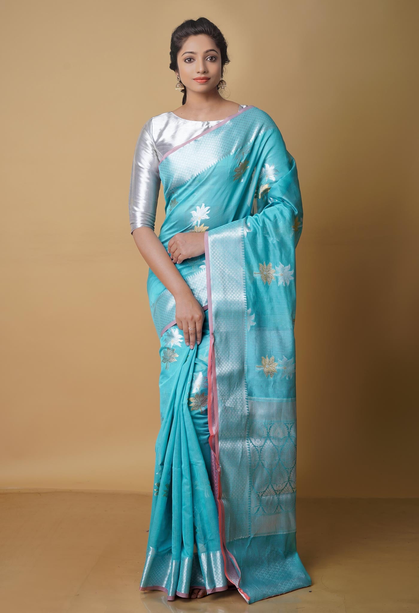 Light Blue fancy Banarasi Silk Saree-UNM70328