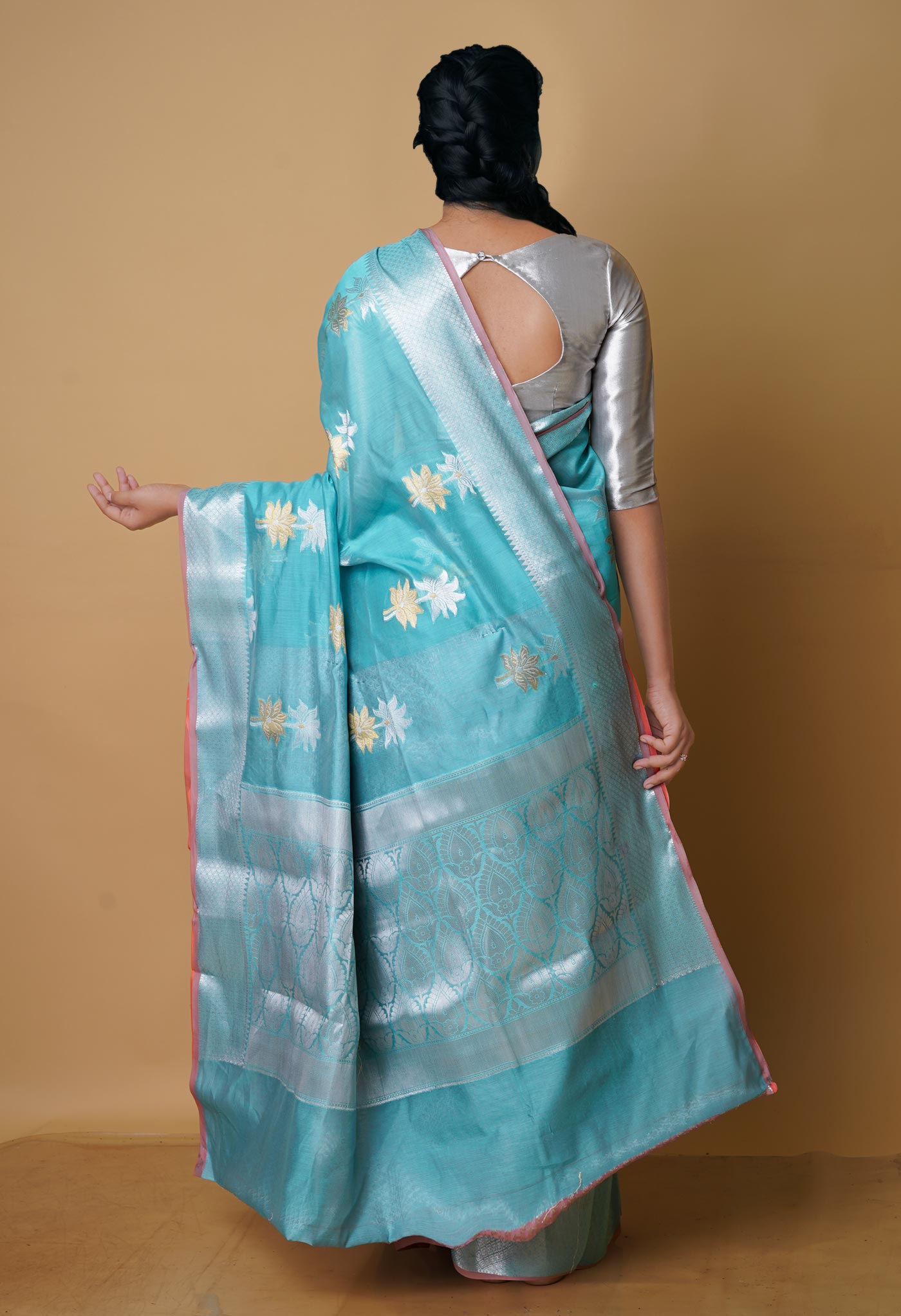 Light Blue fancy Banarasi Silk Saree-UNM70328